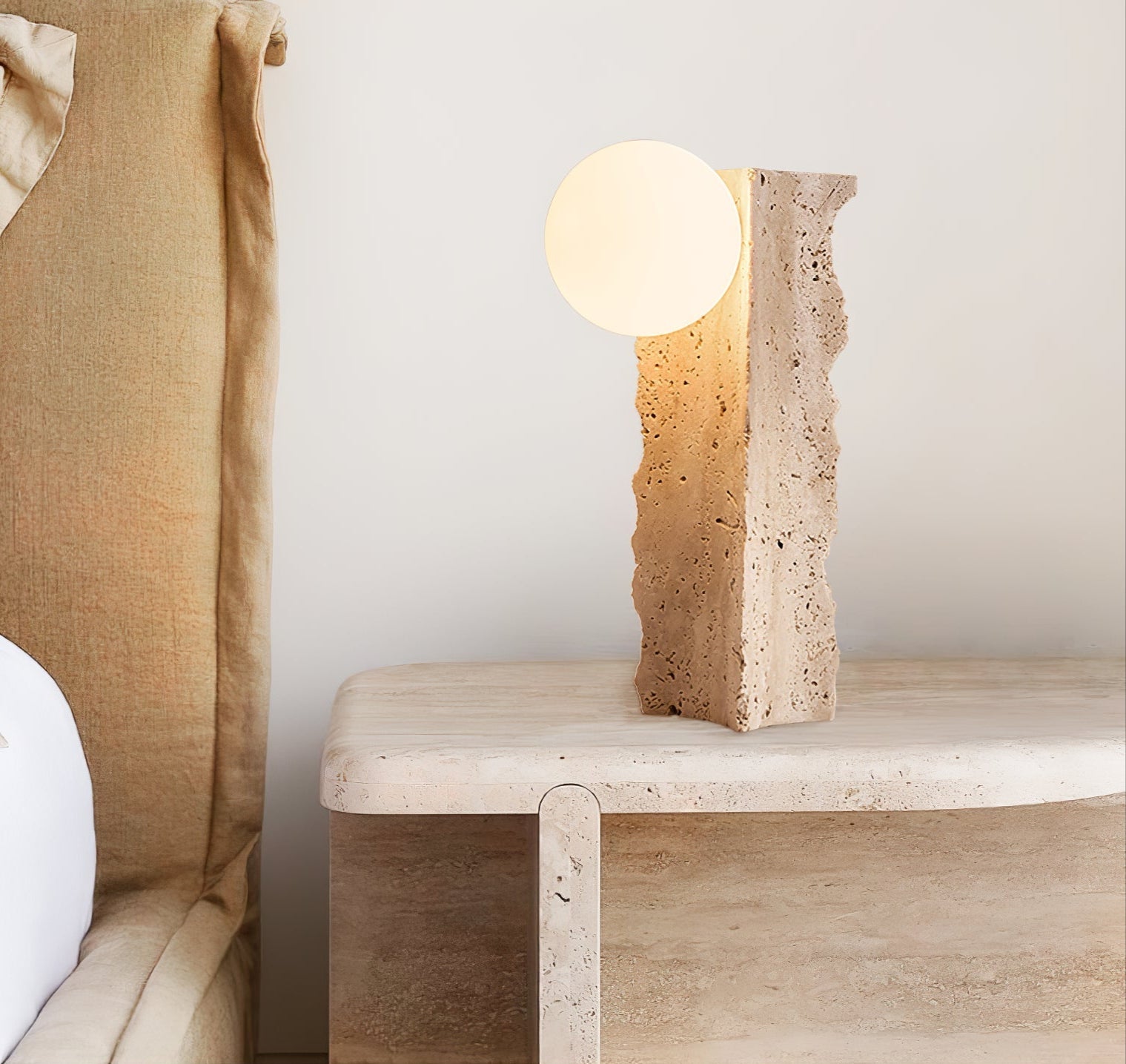 Vyrnora Travertin-Platten-Tischlampe-Letslighting