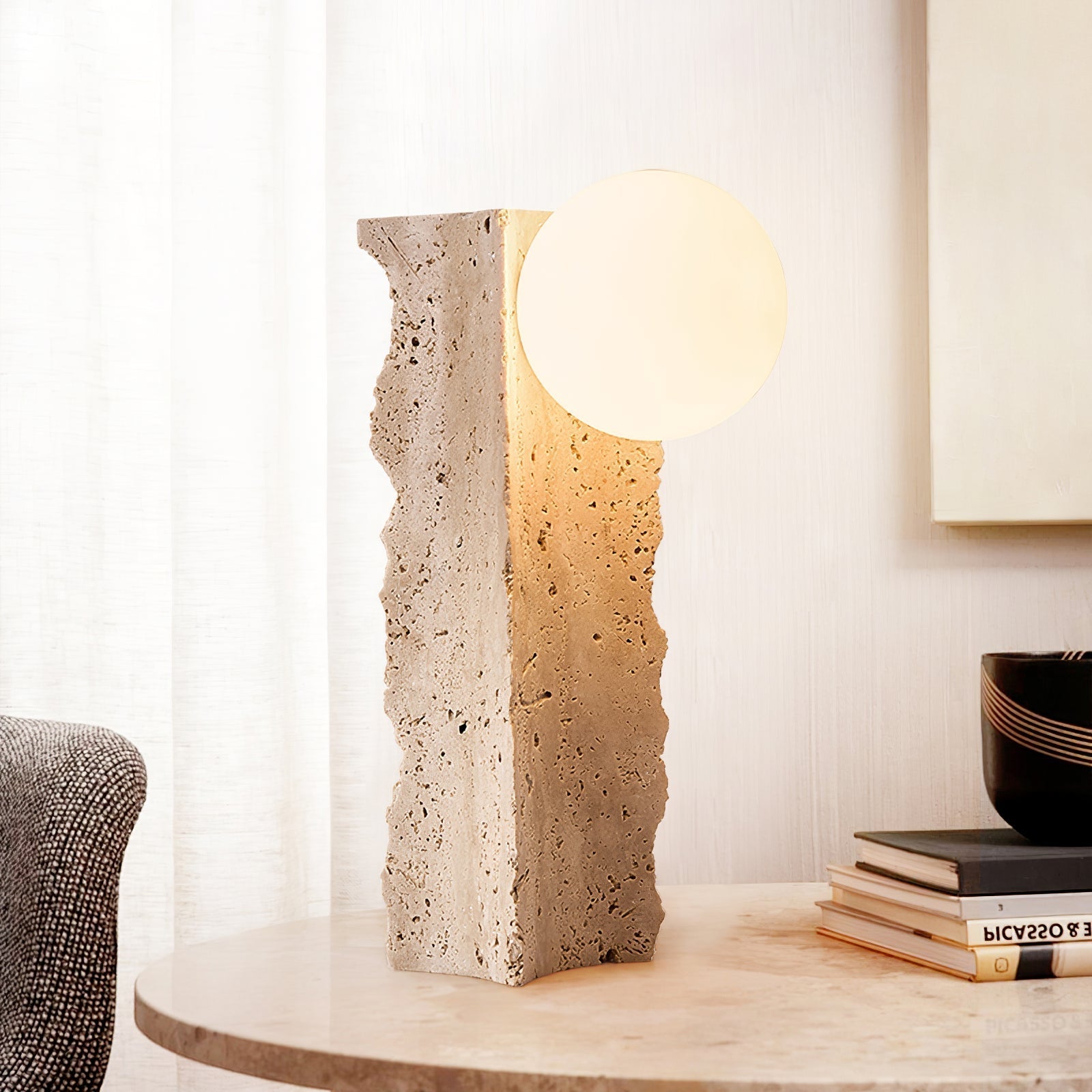 Vyrnora Travertin-Platten-Tischlampe-Letslighting