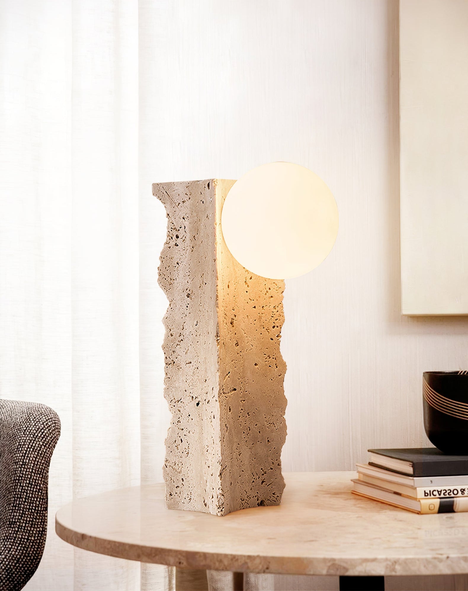 Vyrnora Travertin-Platten-Tischlampe-Letslighting