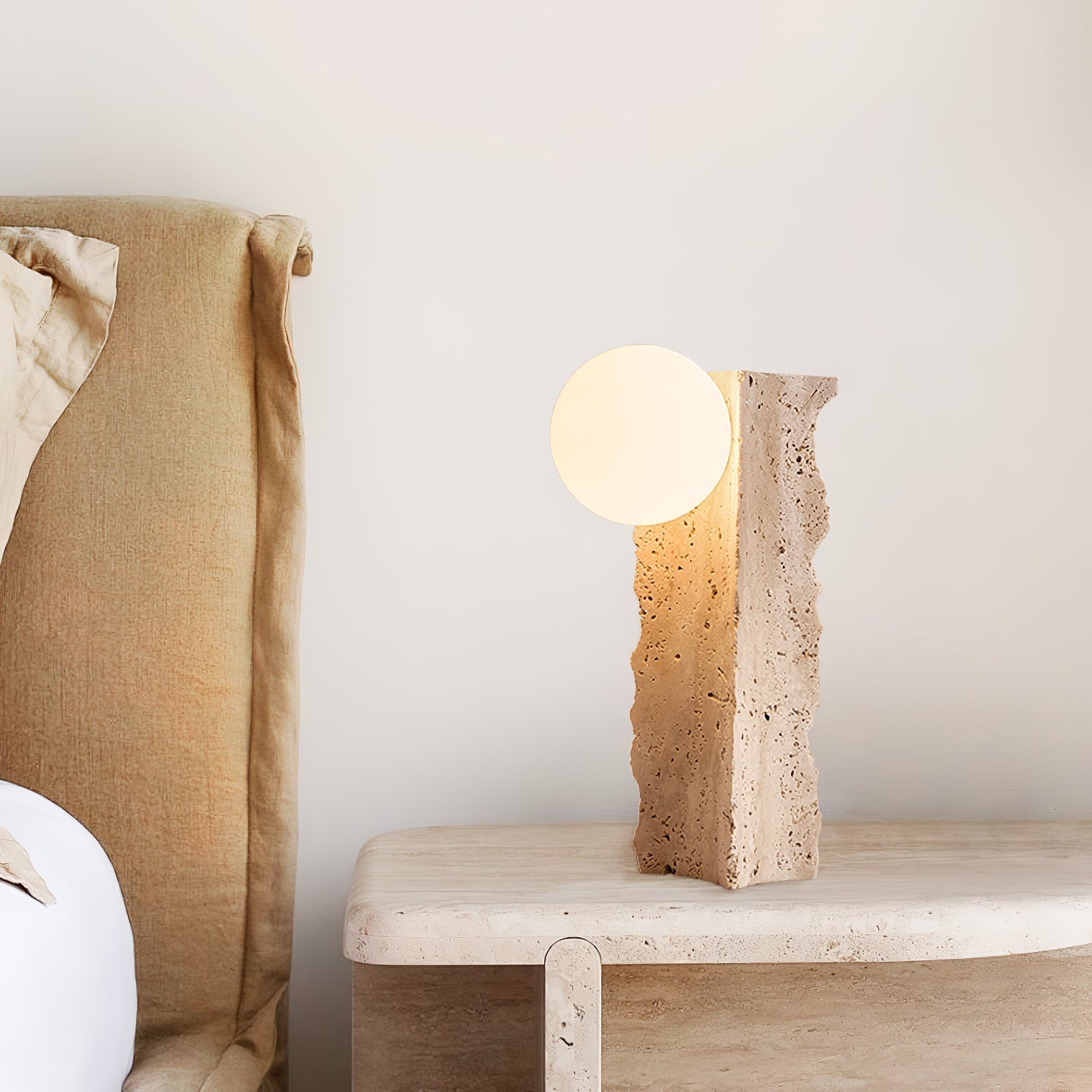 Vyrnora Travertin-Platten-Tischlampe-Letslighting