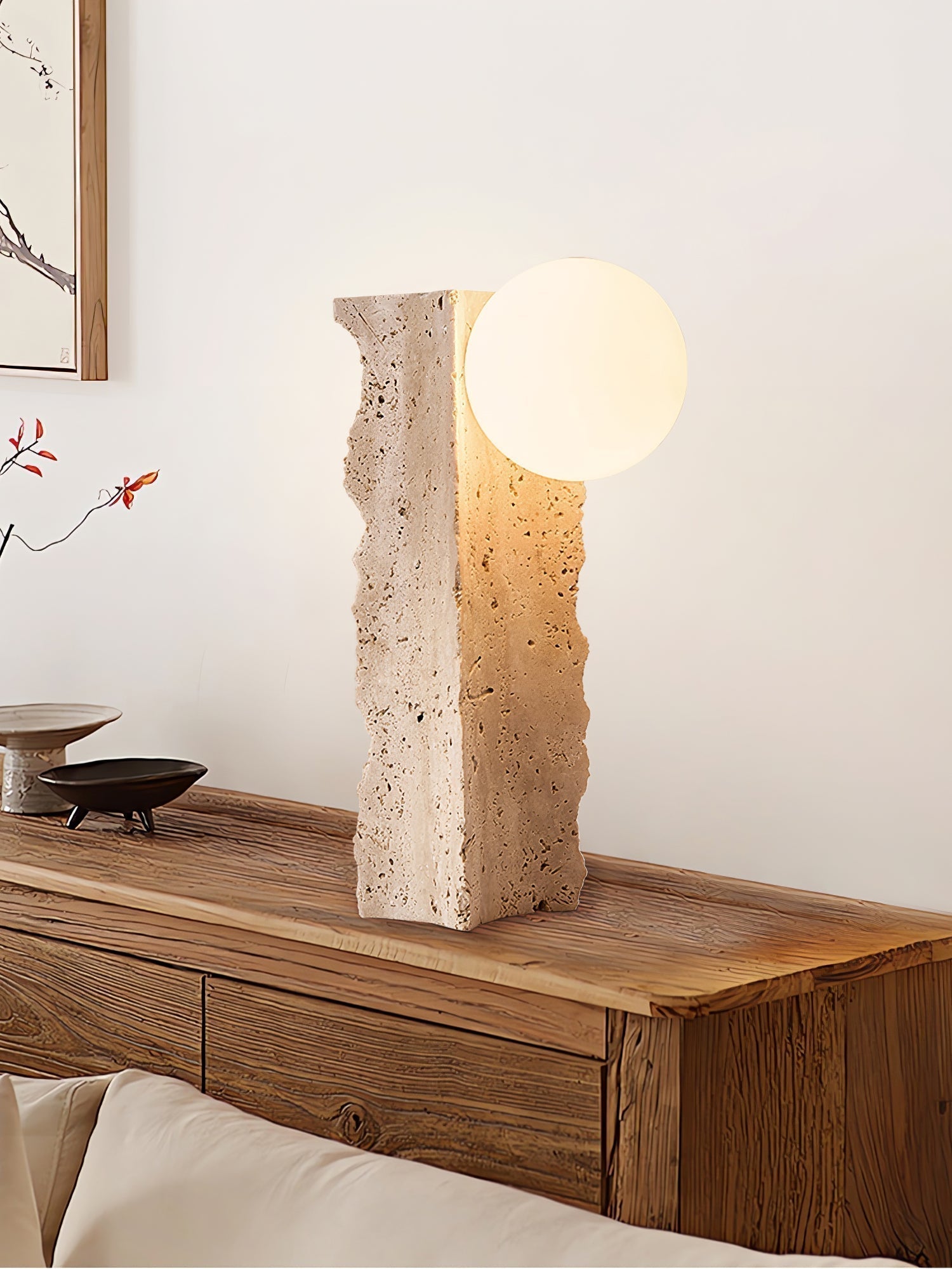 Vyrnora Travertin-Platten-Tischlampe-Letslighting