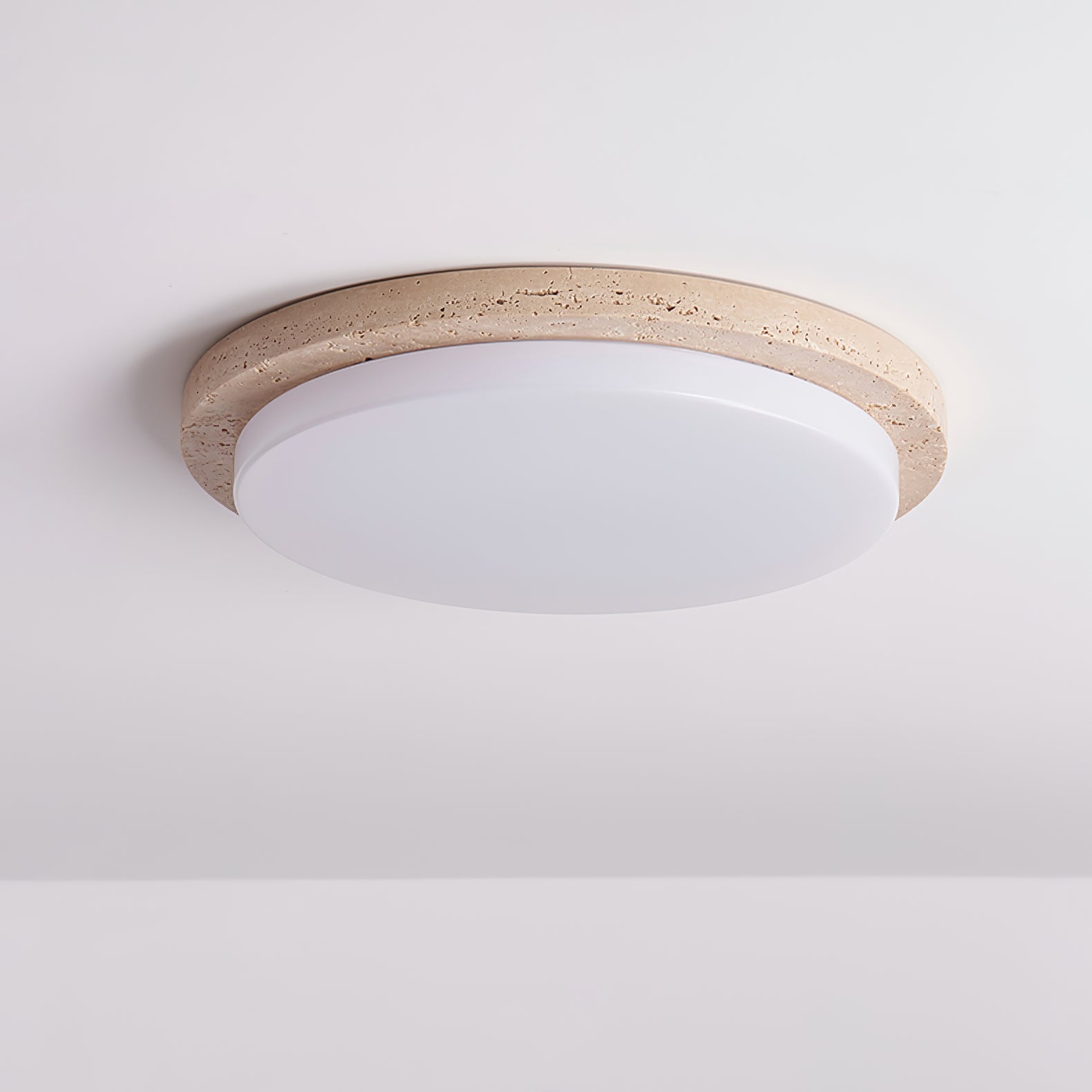 Etala Smooth-Rim Travertine Ceiling Light - Neutralighting