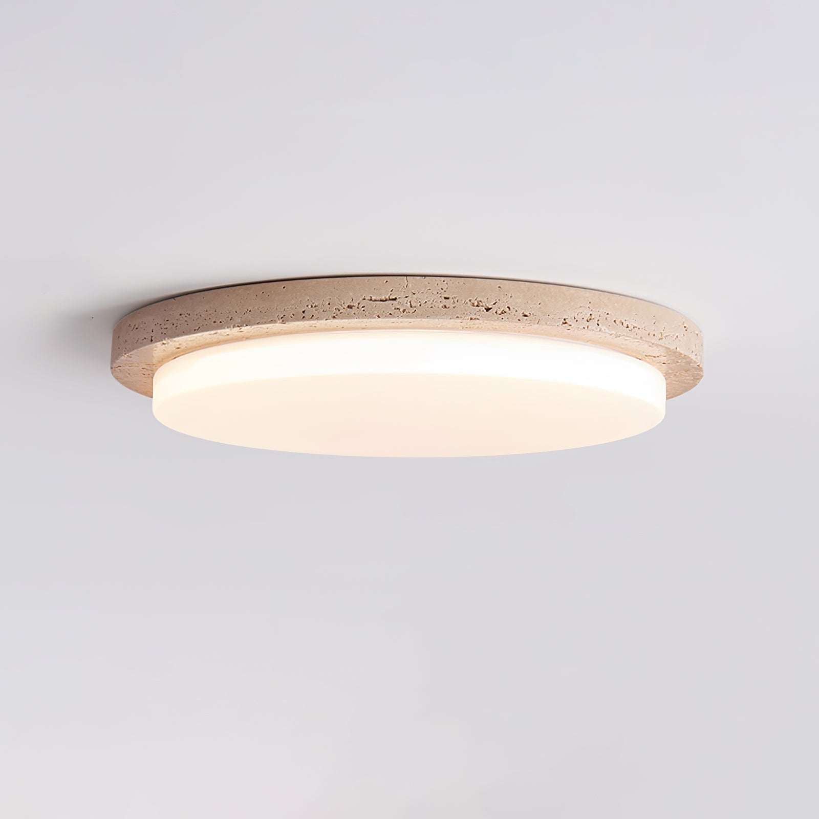 Etala Smooth-Rim Travertine Ceiling Light - Neutralighting