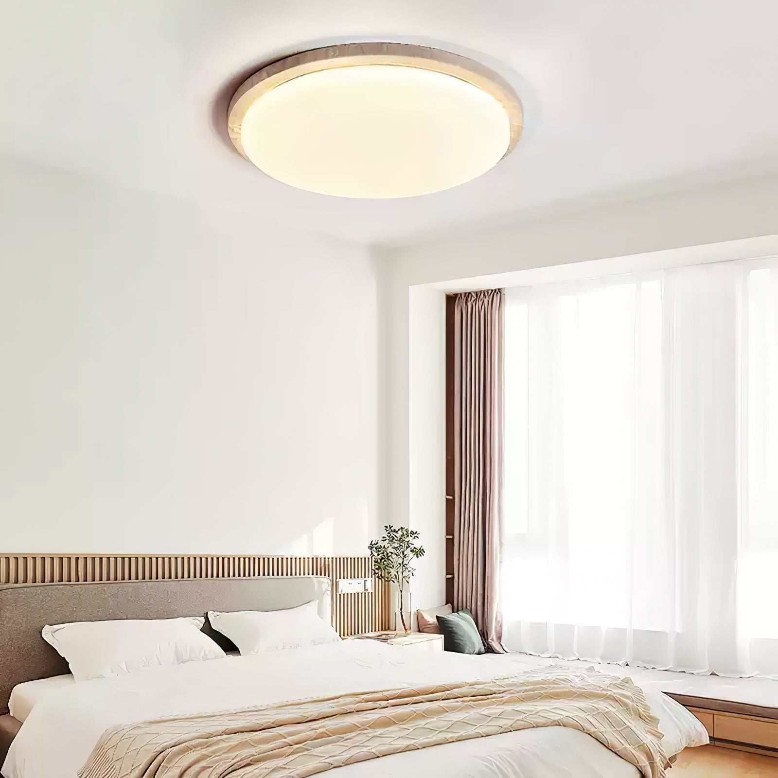 Etala Smooth-Rim Travertine Ceiling Light - Neutralighting