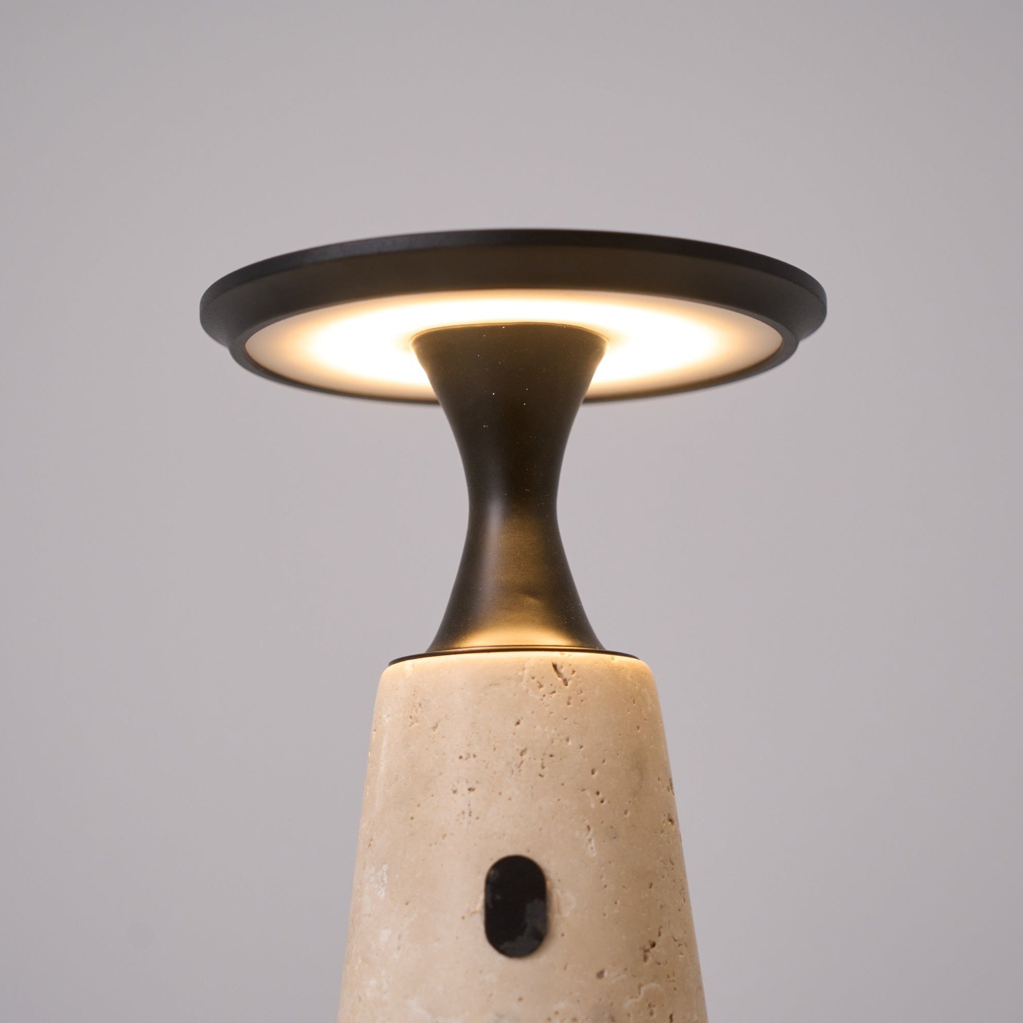Vespera Sculptural Travertine Table Lamp - Neutralighting