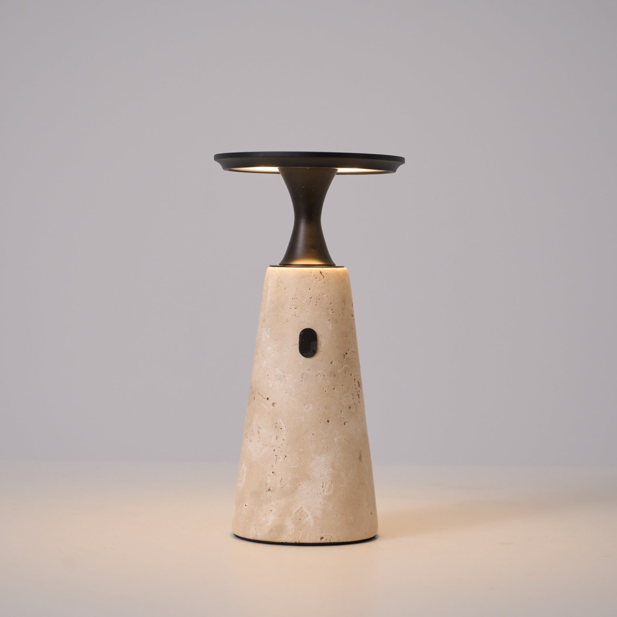 Vespera Sculptural Travertine Table Lamp - Neutralighting