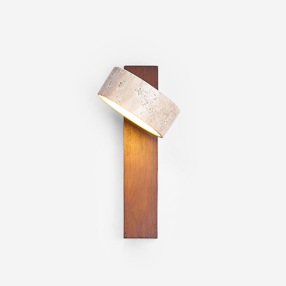 Jovan Wandleuchte aus Travertin und Holz
