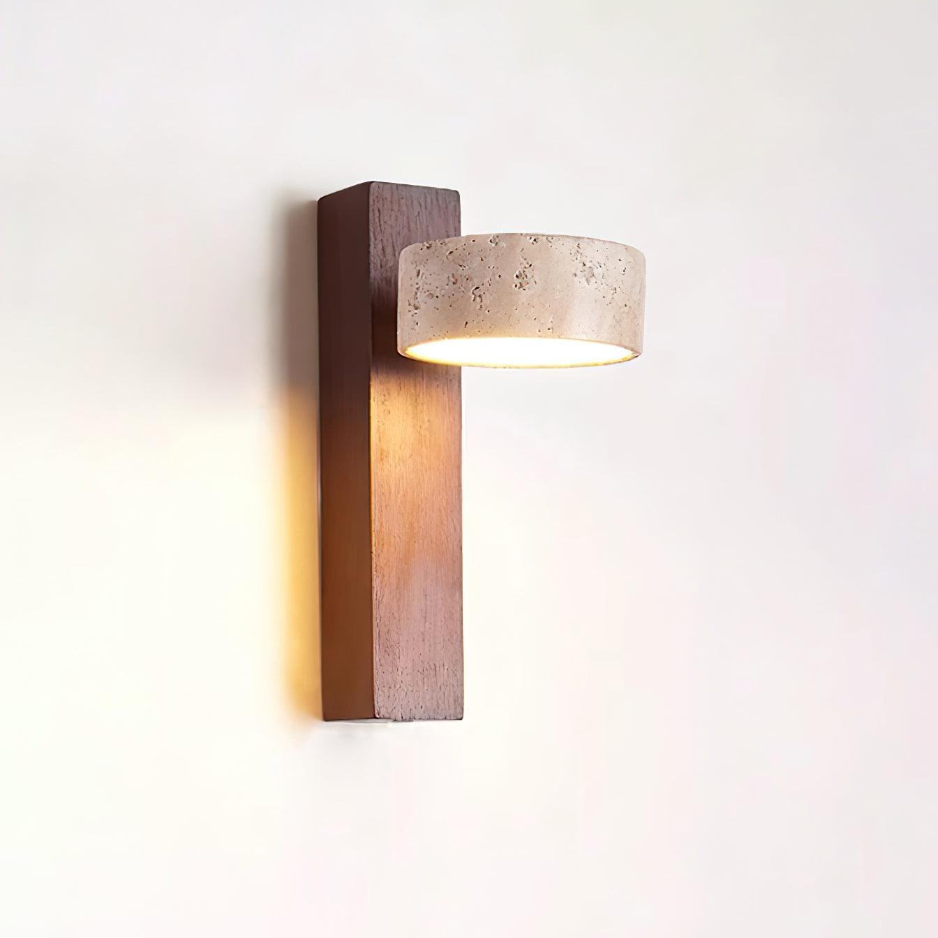 Jovan Wandleuchte aus Travertin und Holz