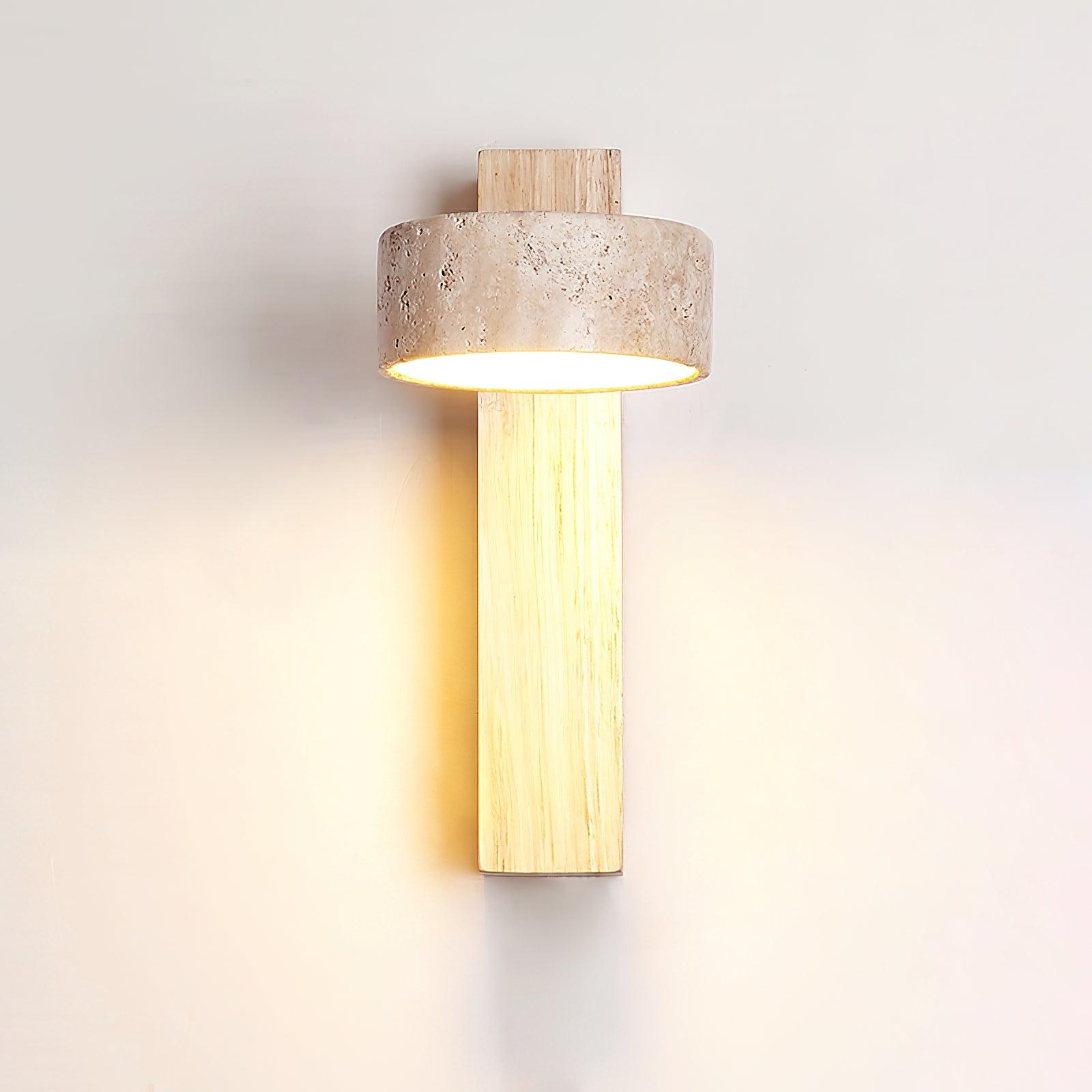 Jovan Wandleuchte aus Travertin und Holz