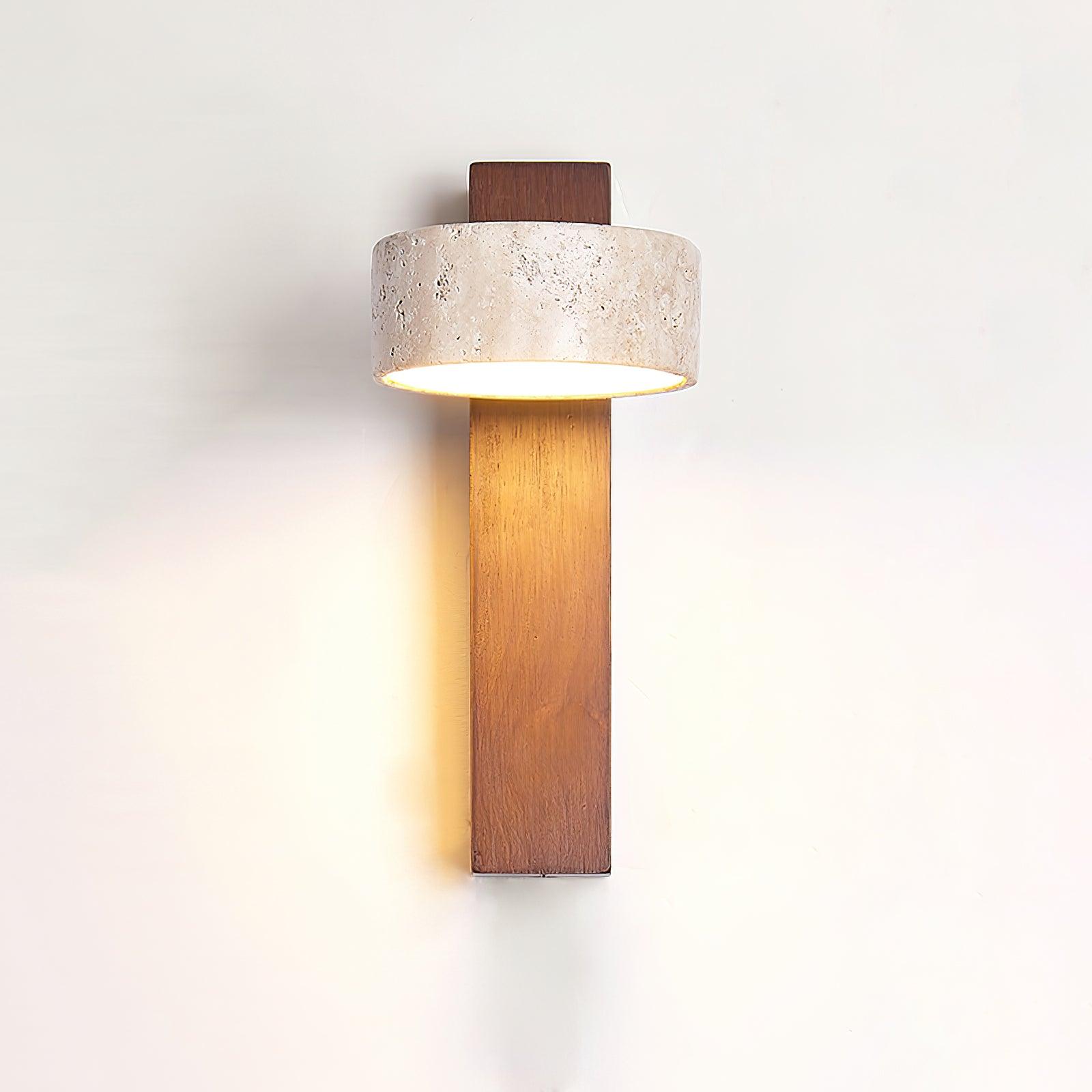 Jovan Wandleuchte aus Travertin und Holz