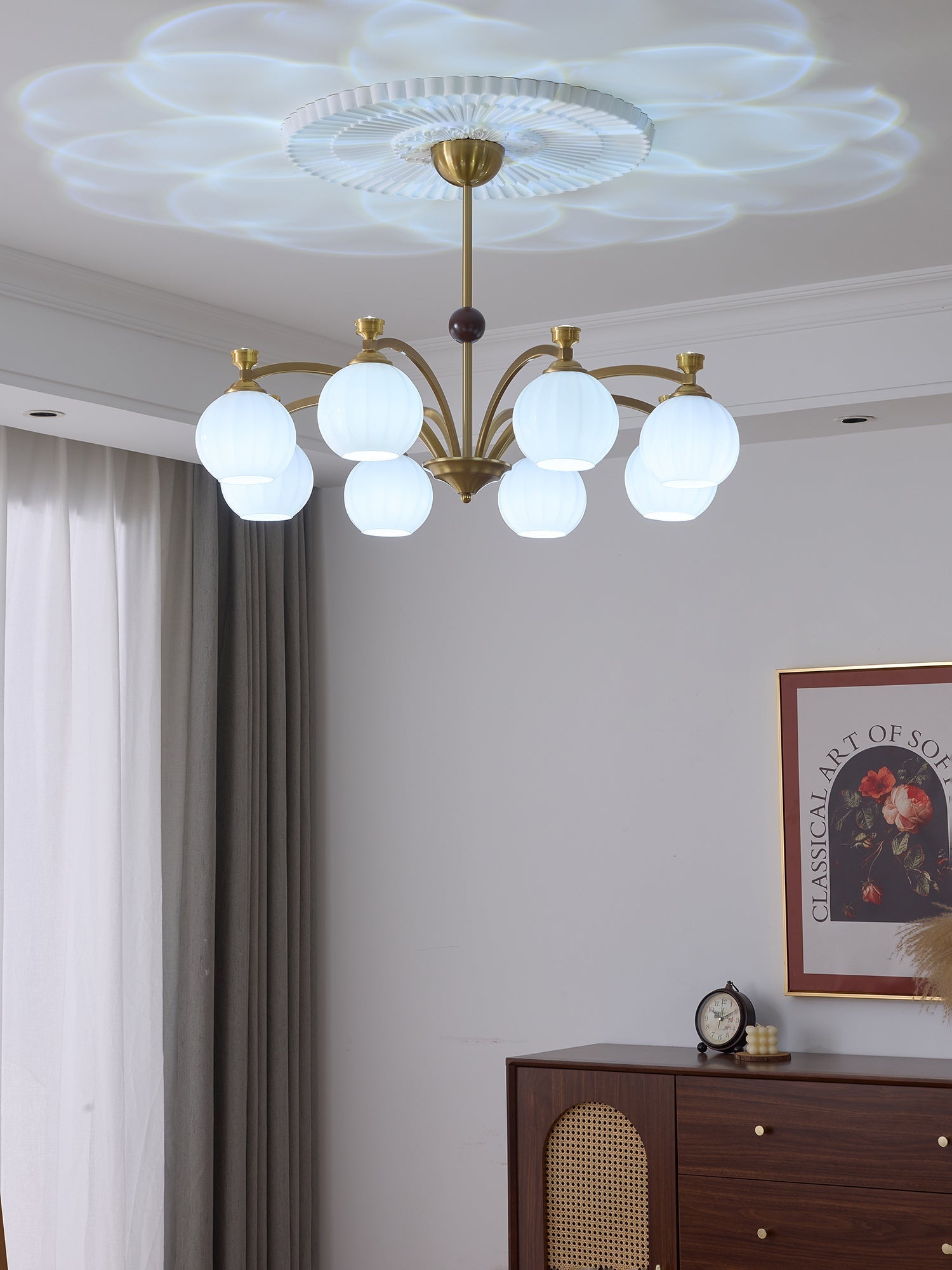 Usilia Eleganz Vintage Glas Holz Kronleuchter-Letslighting