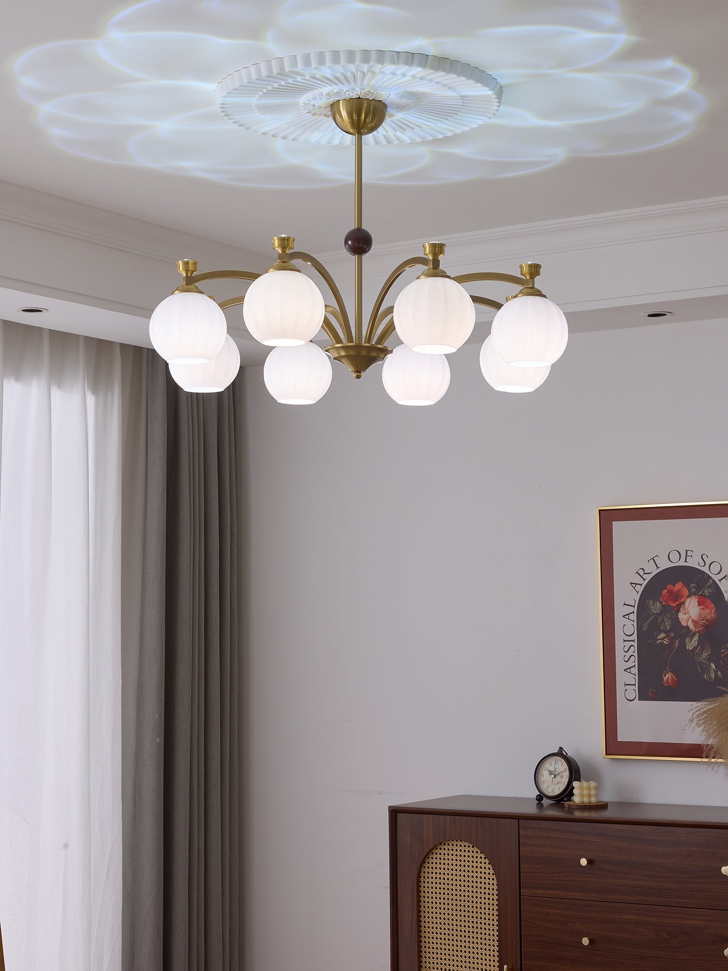 Usilia Eleganz Vintage Glas Holz Kronleuchter-Letslighting
