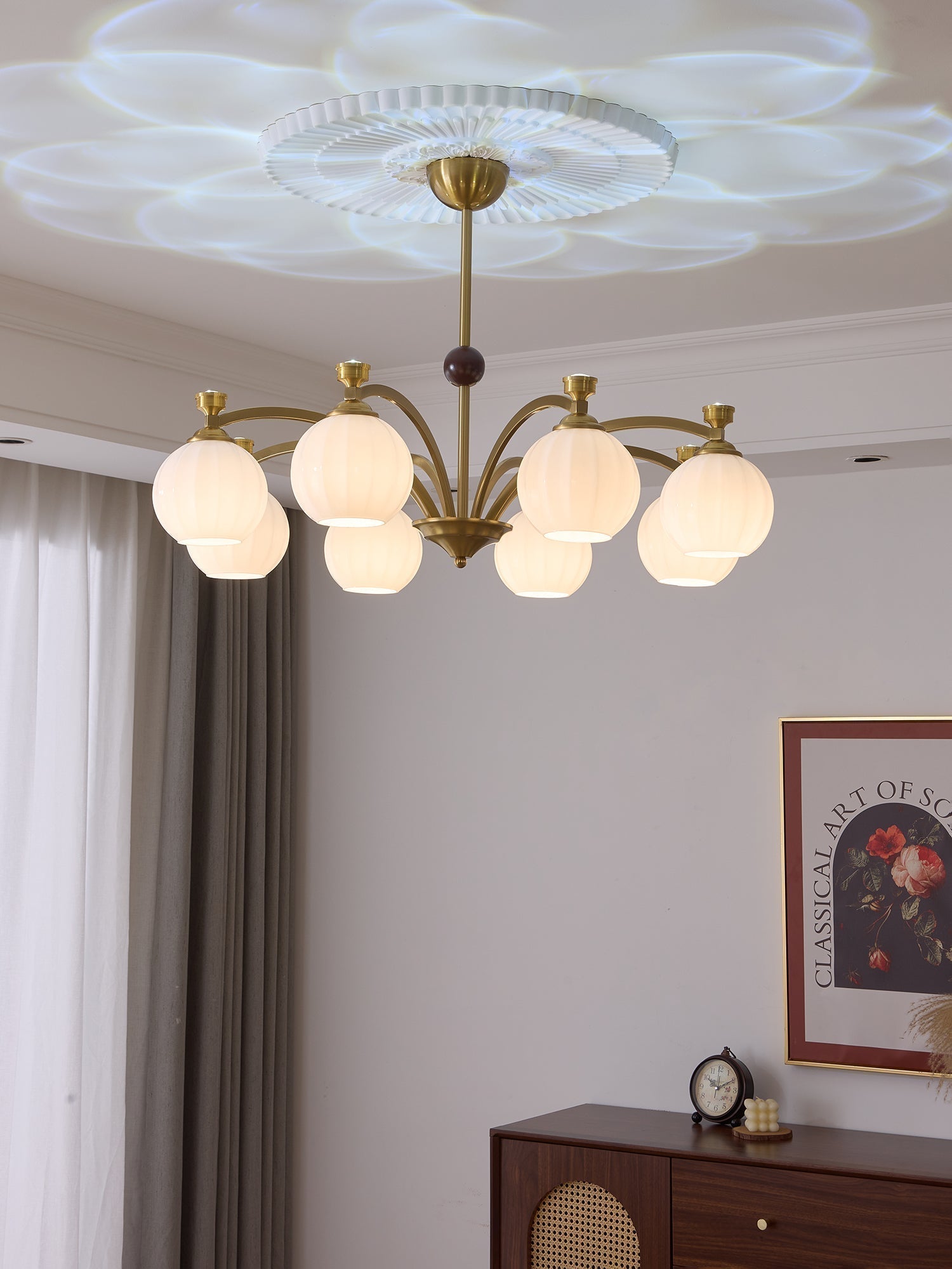Usilia Eleganz Vintage Glas Holz Kronleuchter-Letslighting