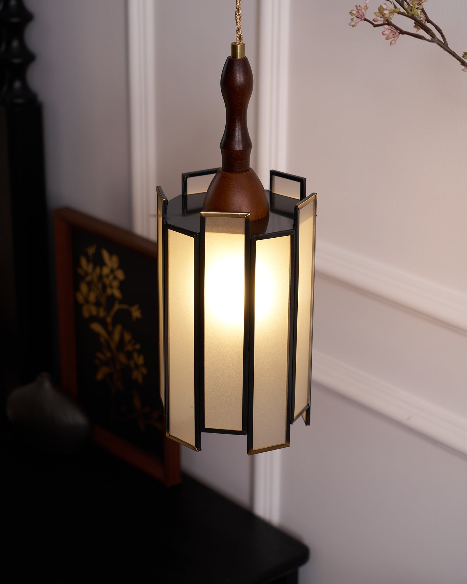Florace Holz & Glas Vintage Pendelleuchte Lampe-Letslighting