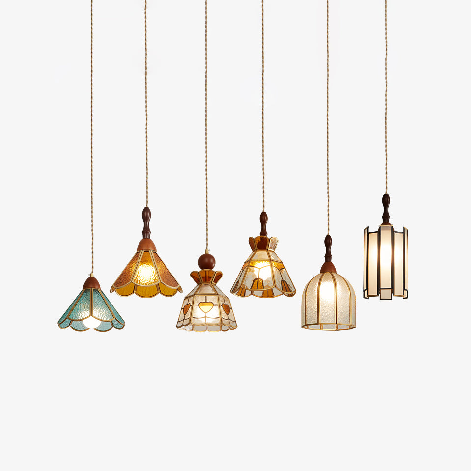 Florace Holz & Glas Vintage Pendelleuchte Lampe-Letslighting