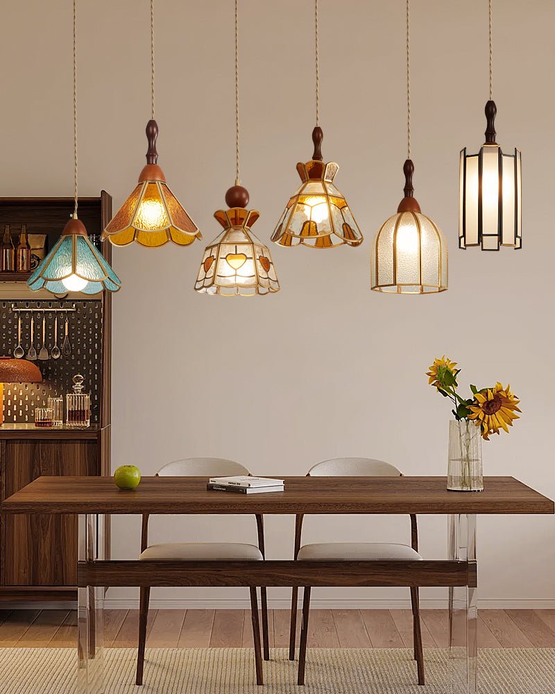 Florace Holz & Glas Vintage Pendelleuchte Lampe-Letslighting