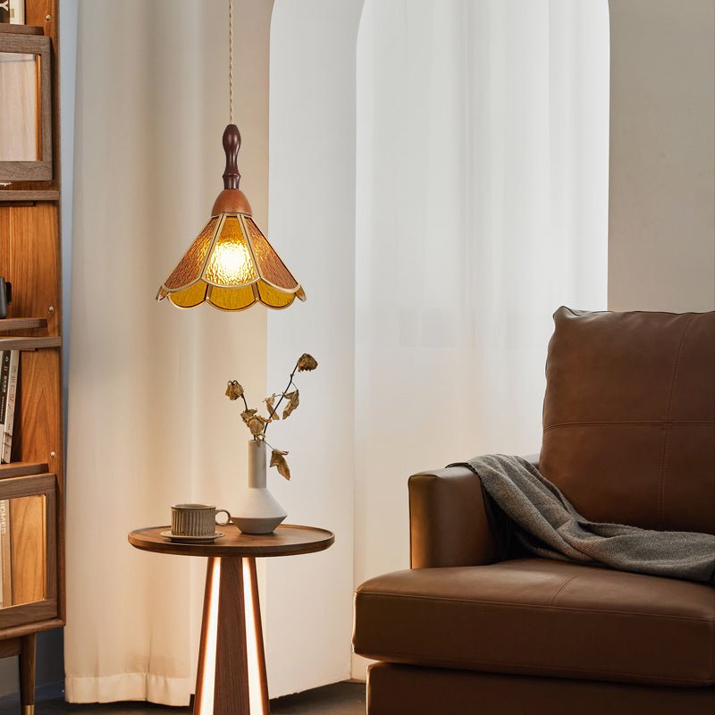 Florace Holz & Glas Vintage Pendelleuchte Lampe-Letslighting