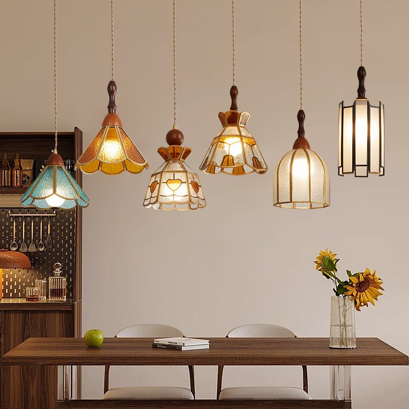 Florace Holz & Glas Vintage Pendelleuchte Lampe-Letslighting