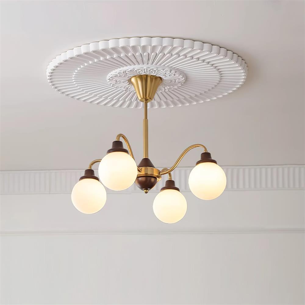 Marley Vintage Kronleuchter aus Holz und Glas-Letslighting