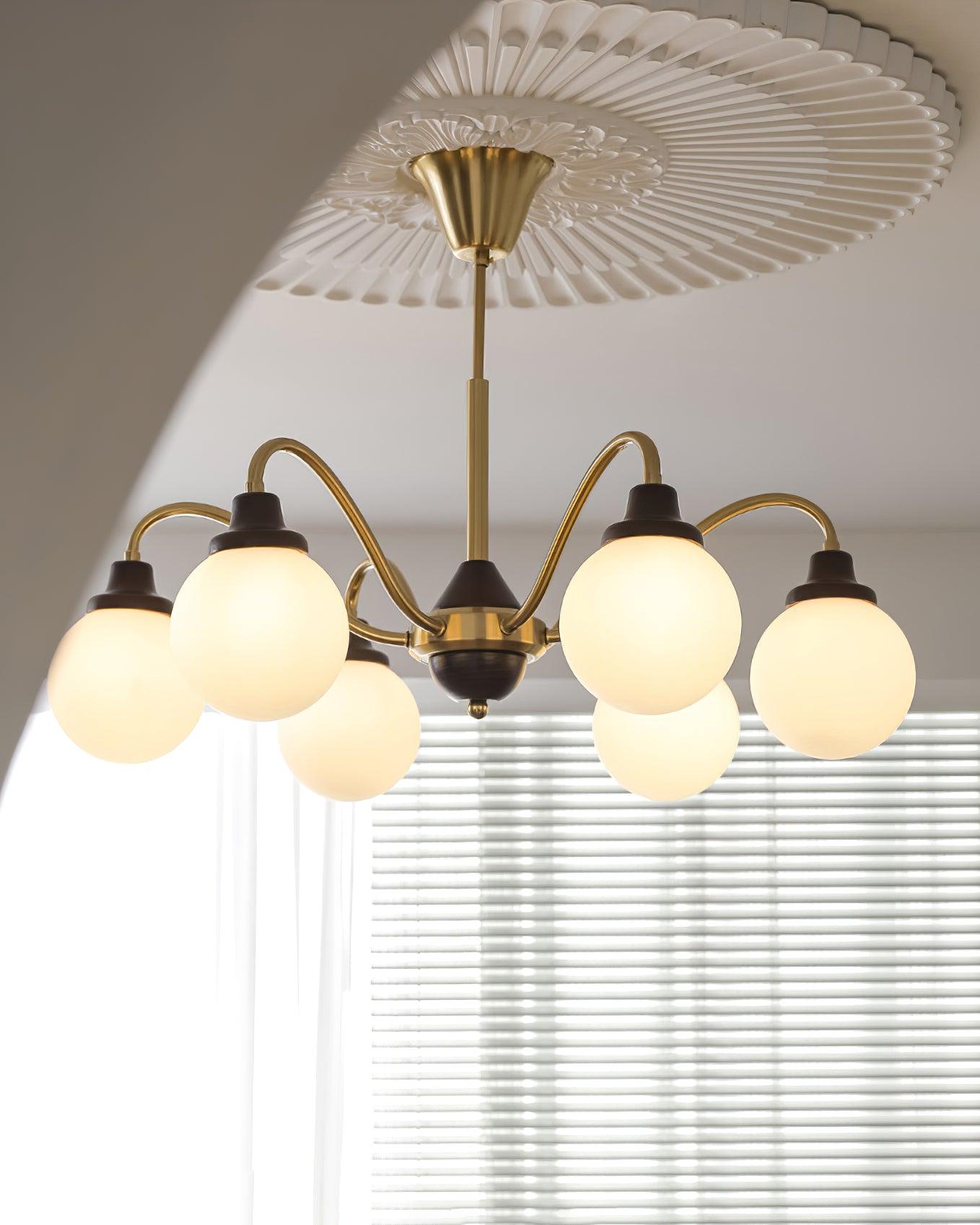 Marley Vintage Kronleuchter aus Holz und Glas-Letslighting