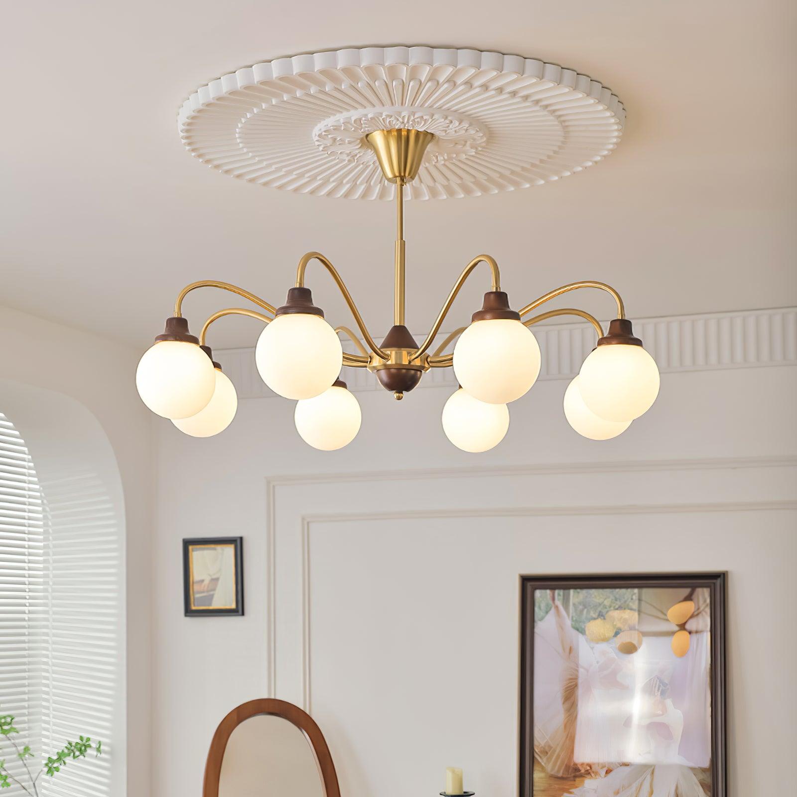 Marley Vintage Kronleuchter aus Holz und Glas-Letslighting