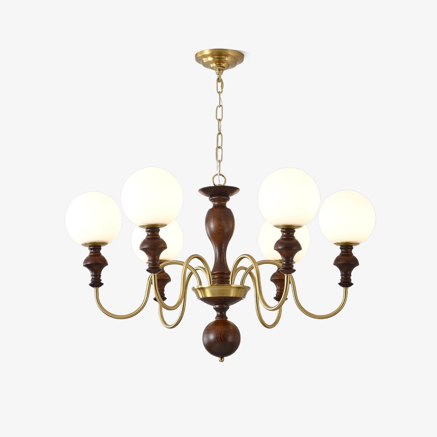 Lustra Kronleuchter Holz Messing Zeitlos Globus-Letslighting