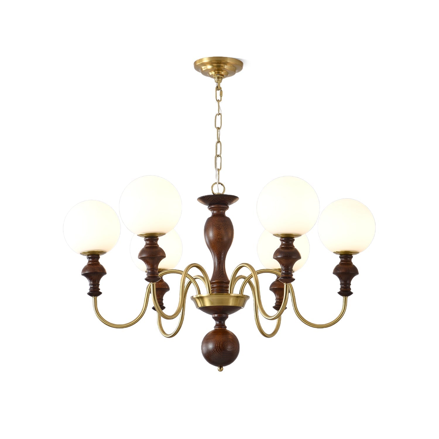 Lustra Kronleuchter Holz Messing Zeitlos Globus-Letslighting