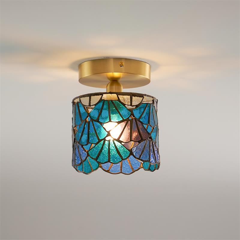 Rosavine Tiffany Buntglas Halb-Aufbaumontierte Leuchte-Letslighting