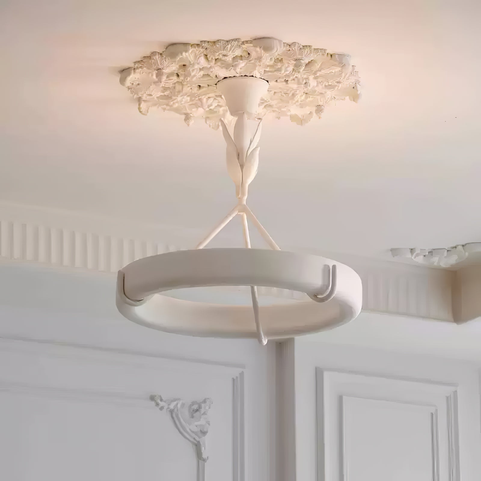 Lustra Kronleuchter Gips Weiß Floral Minimalistisch-Letslighting
