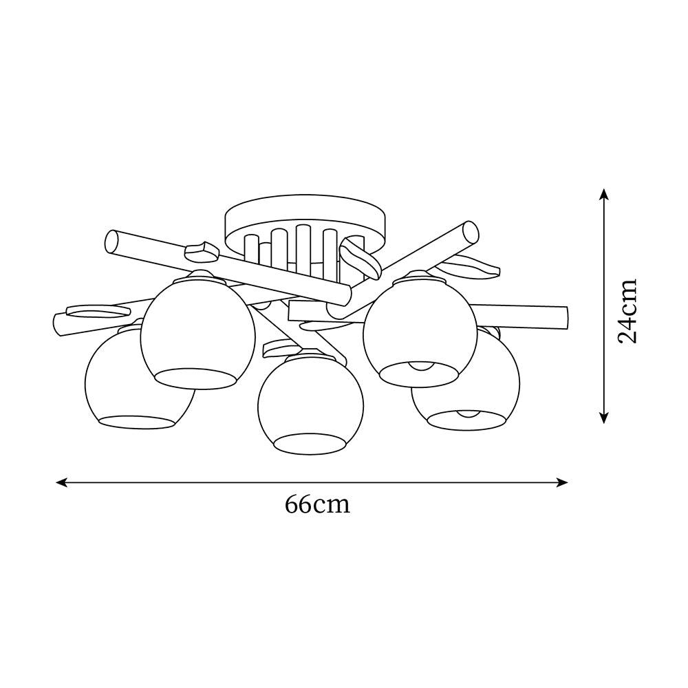 Deckenleuchte Holz Körper Glas Globen Organisch Warm Minimalistisch-Letslighting