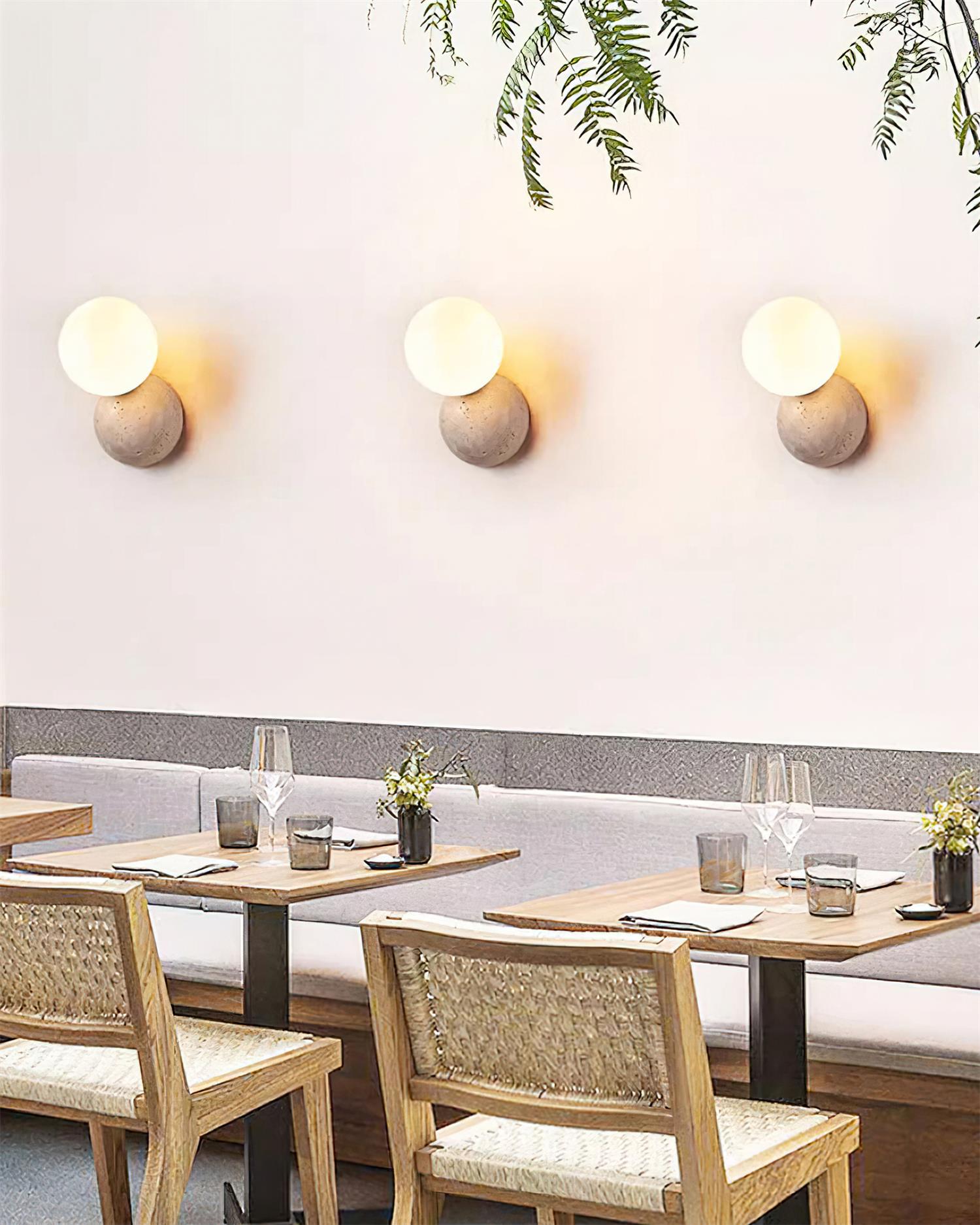 Ritta Wall Lamp Travertine Dual-sphere Design - Letslighting