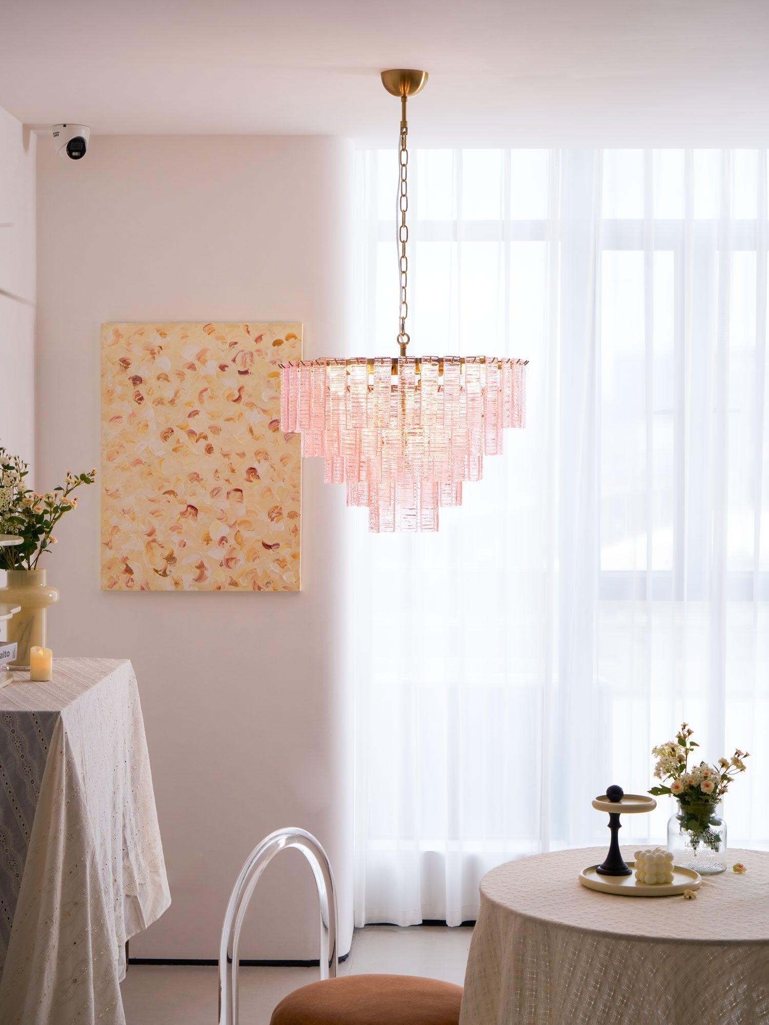 Aurora Chandelier Pink Murano Glass Layered Vintage Luxury - Neutralighting