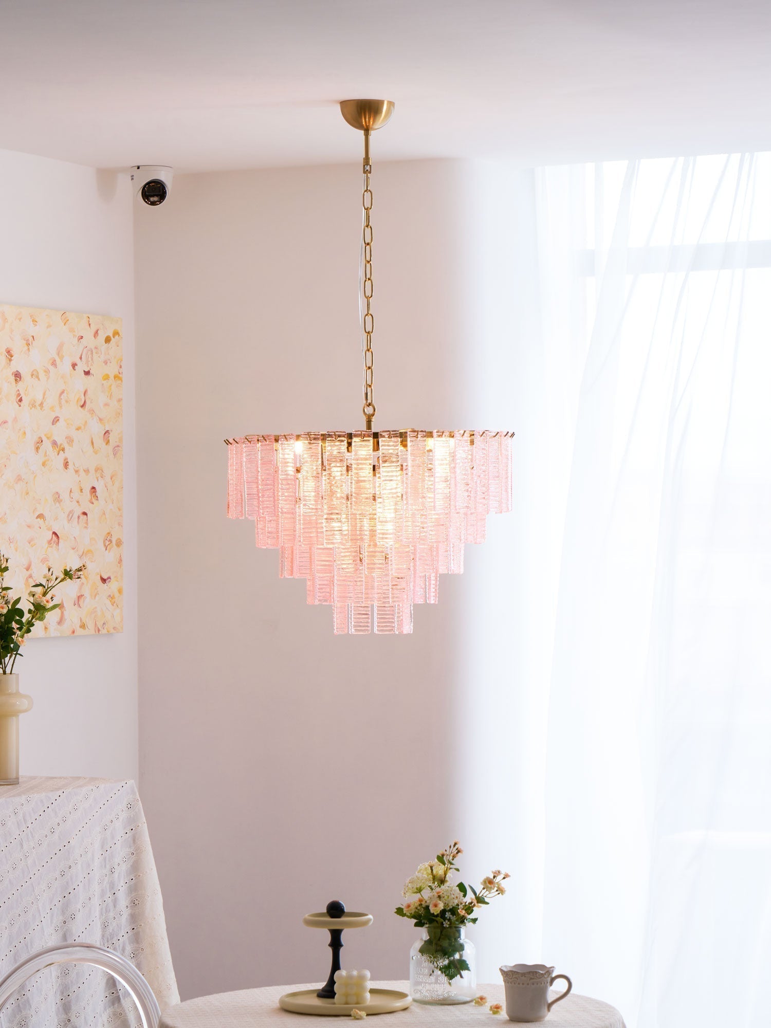 Aurora Chandelier Pink Murano Glass Layered Vintage Luxury - Neutralighting
