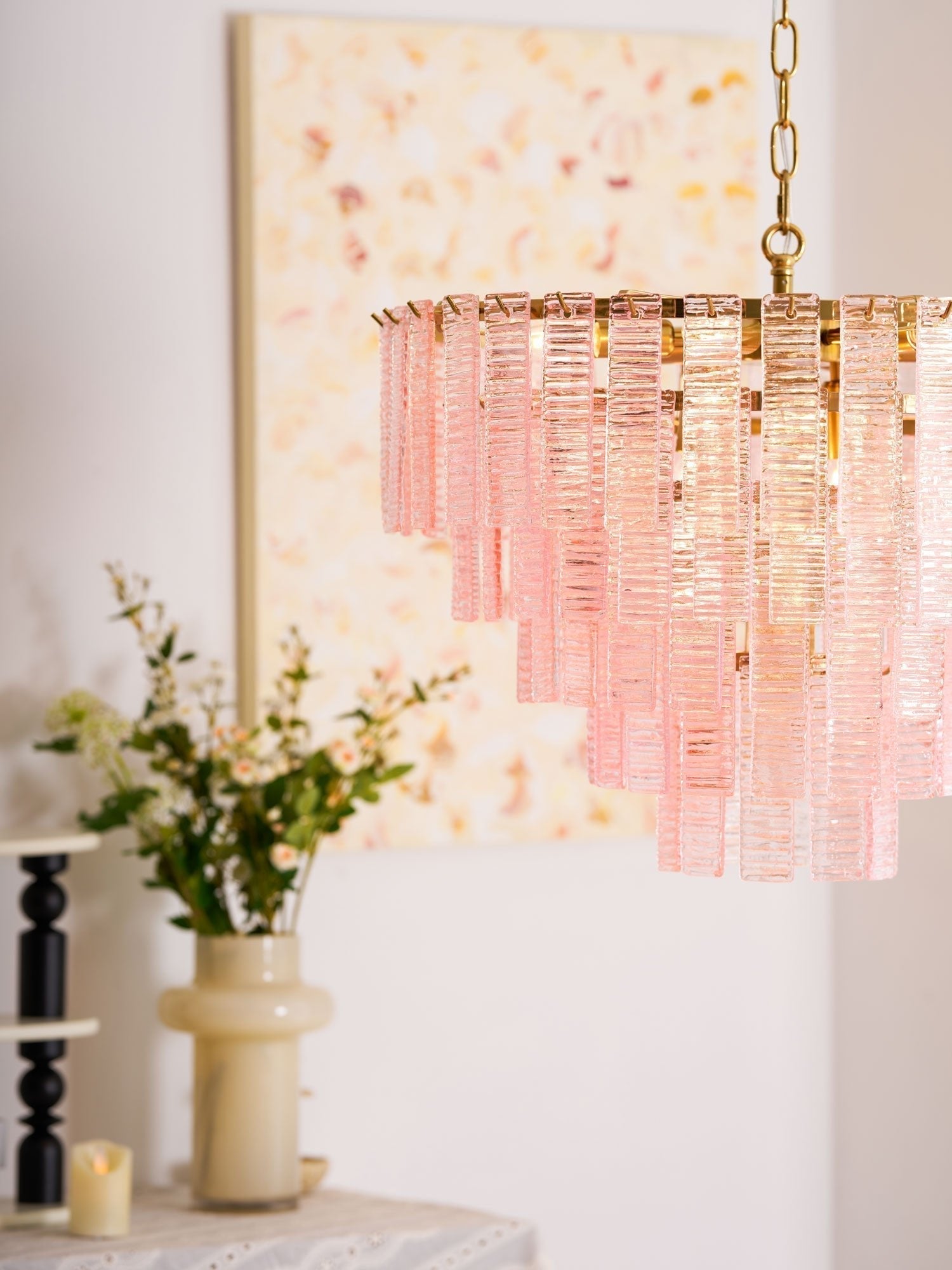 Aurora Chandelier Pink Murano Glass Layered Vintage Luxury - Neutralighting