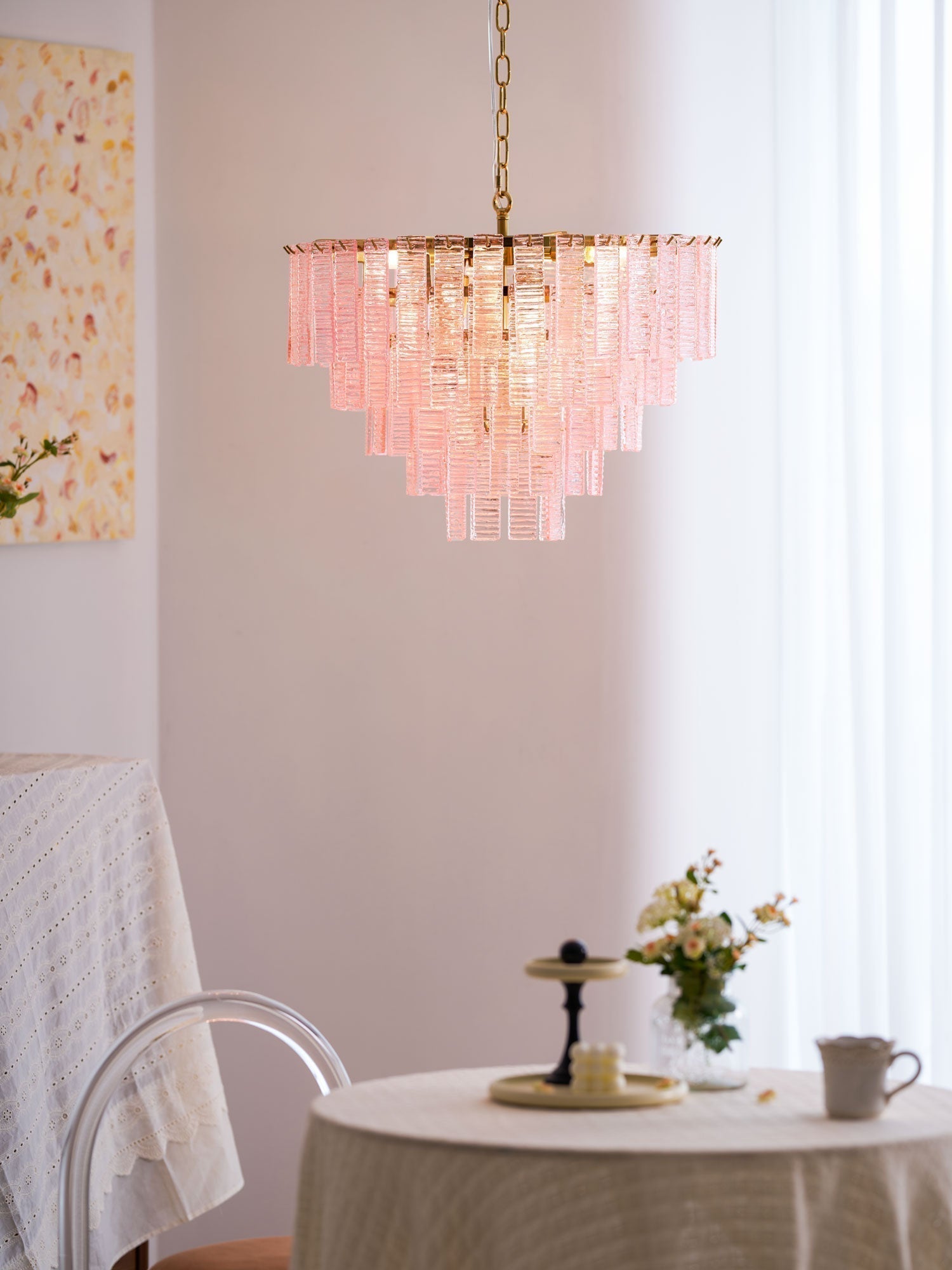 Aurora Chandelier Pink Murano Glass Layered Vintage Luxury - Neutralighting