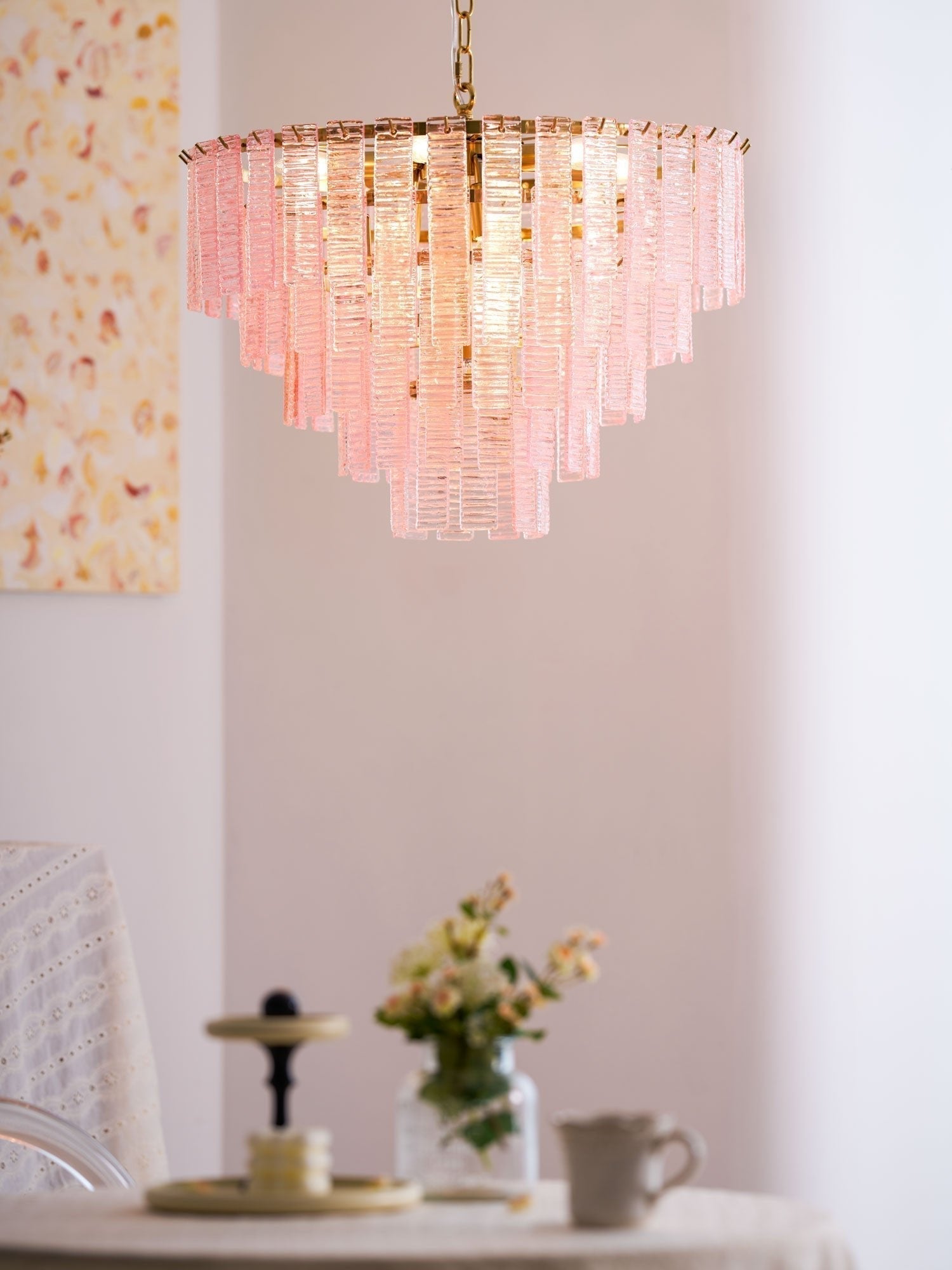 Aurora Chandelier Pink Murano Glass Layered Vintage Luxury - Neutralighting