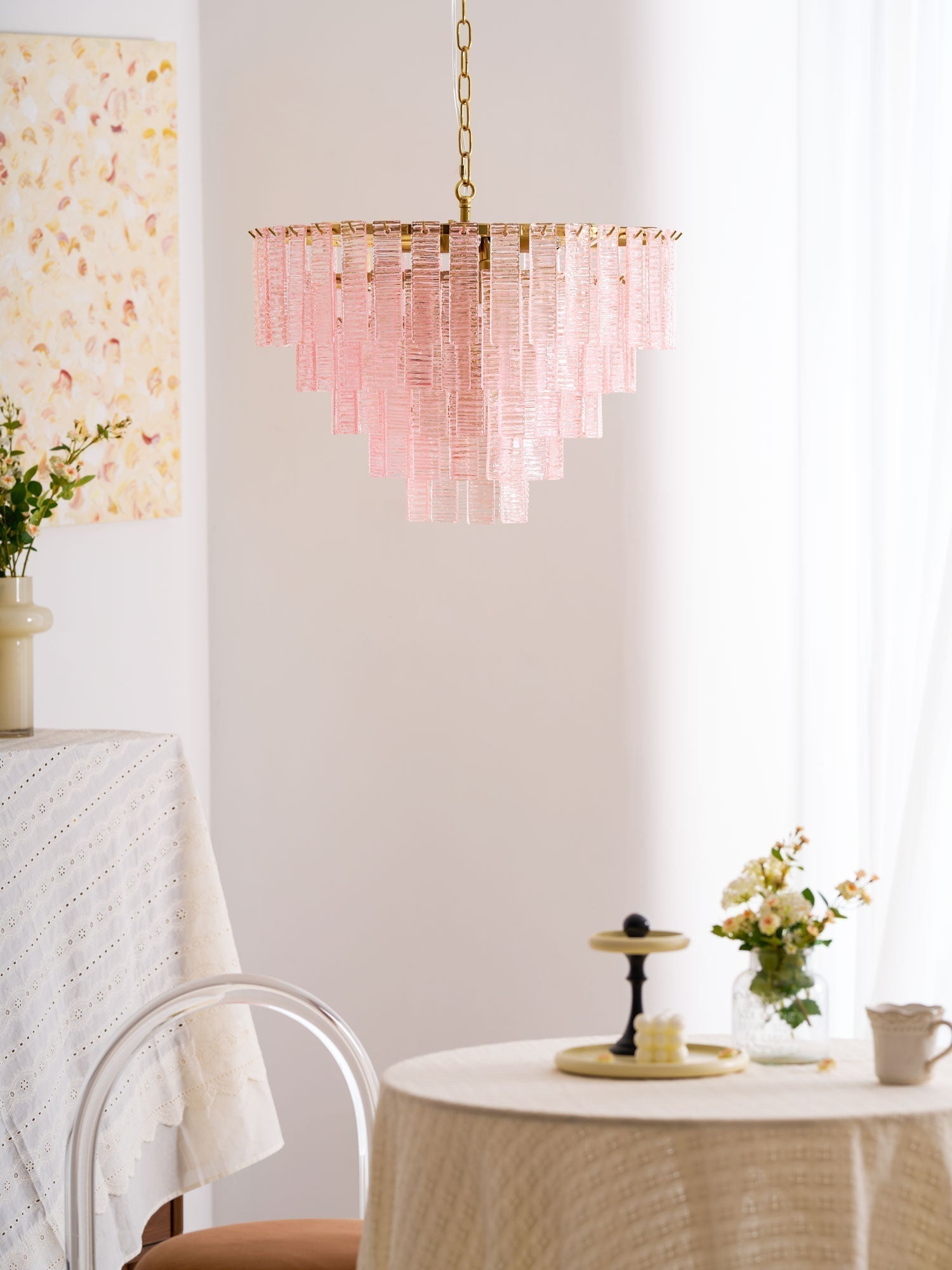 Aurora Chandelier Pink Murano Glass Layered Vintage Luxury - Neutralighting
