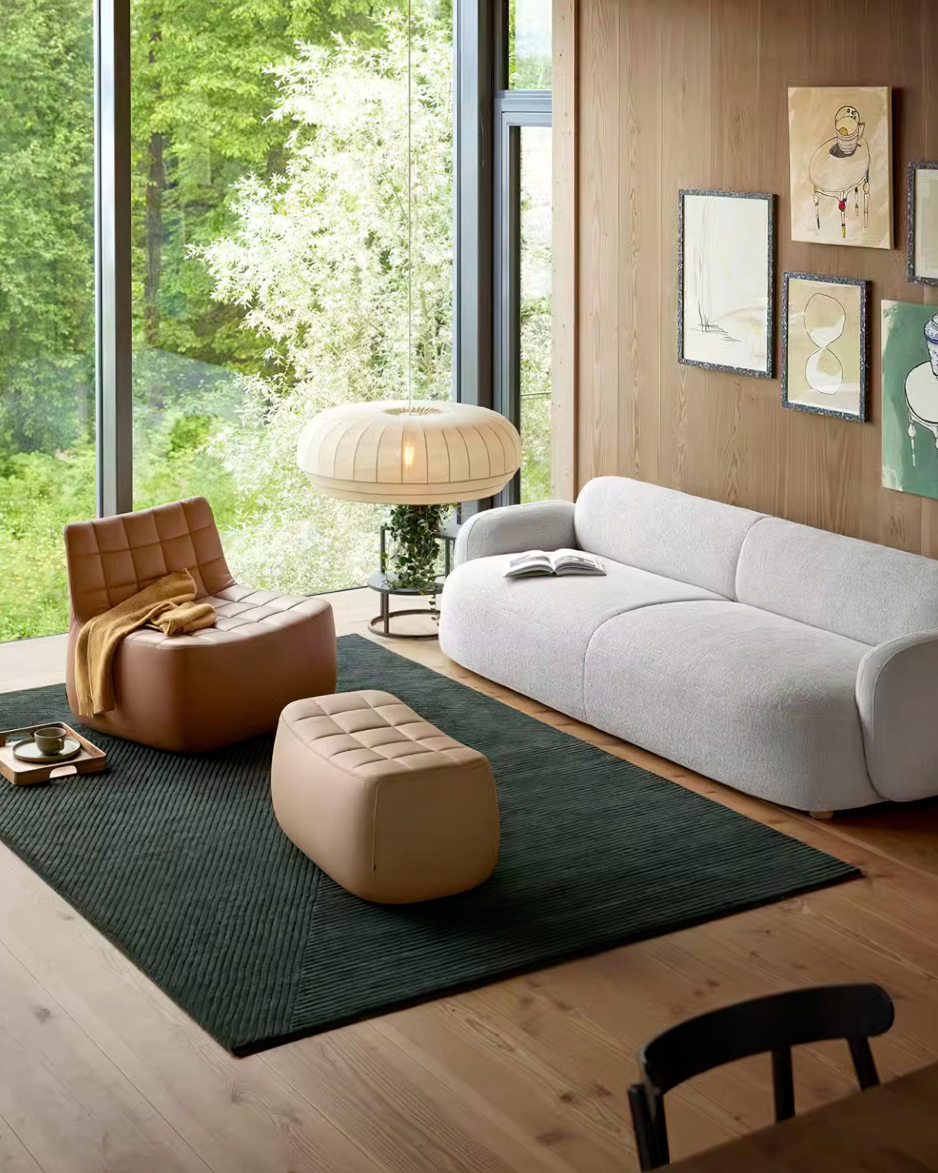 Pendant Lamp Silk Shade White Fabric Vertical Lines Soft Modern Minimalist - Letslighting