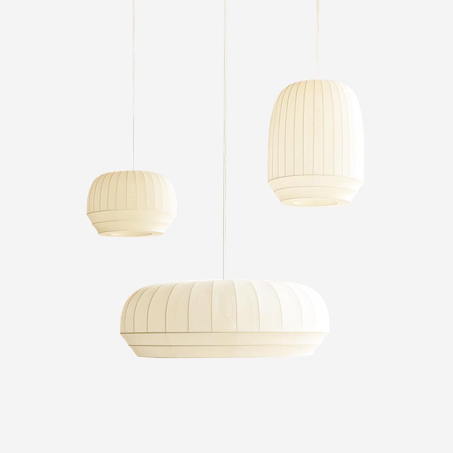 Pendant Lamp Silk Shade White Fabric Vertical Lines Soft Modern Minimalist - Letslighting