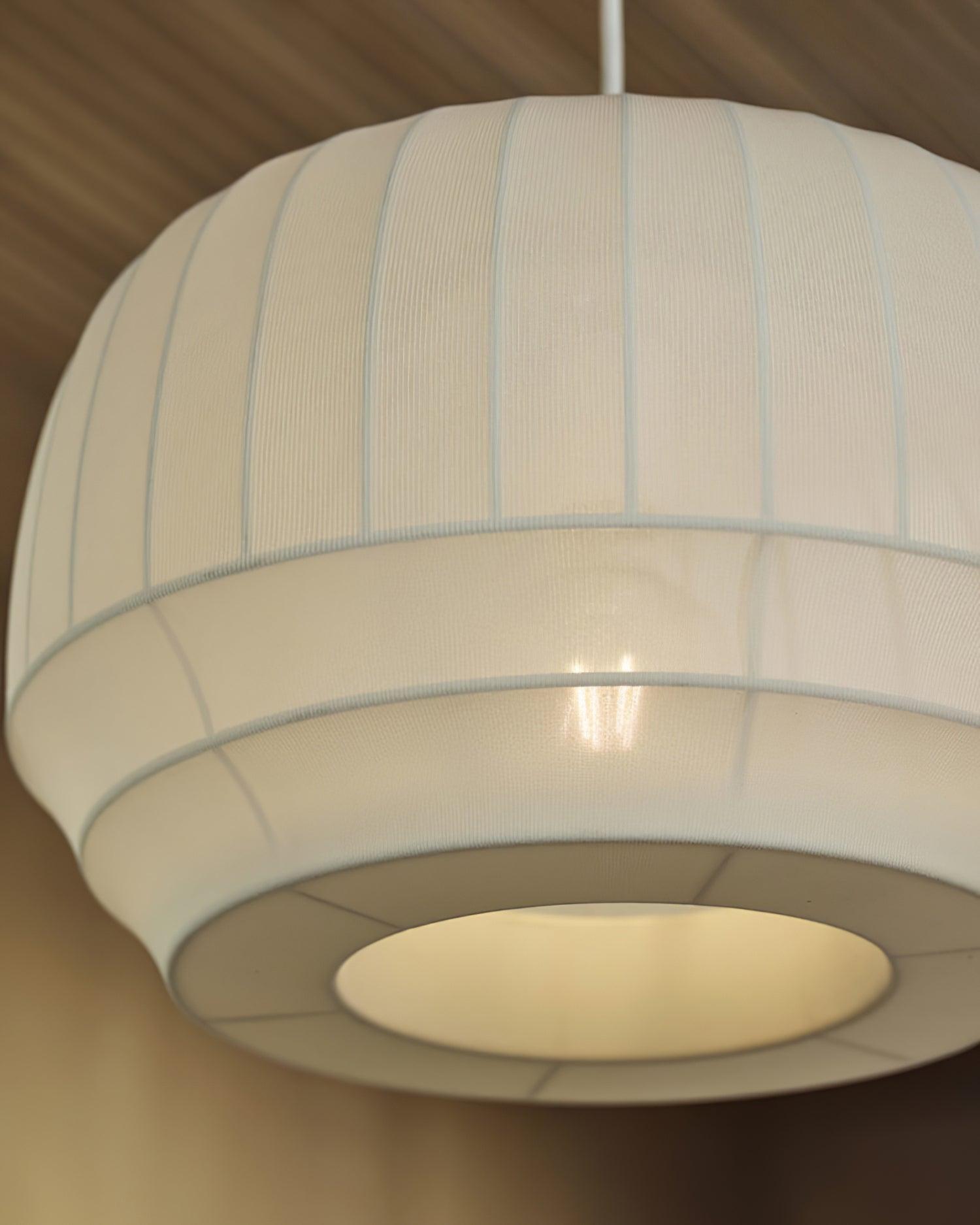 Pendant Lamp Silk Shade White Fabric Vertical Lines Soft Modern Minimalist - Letslighting