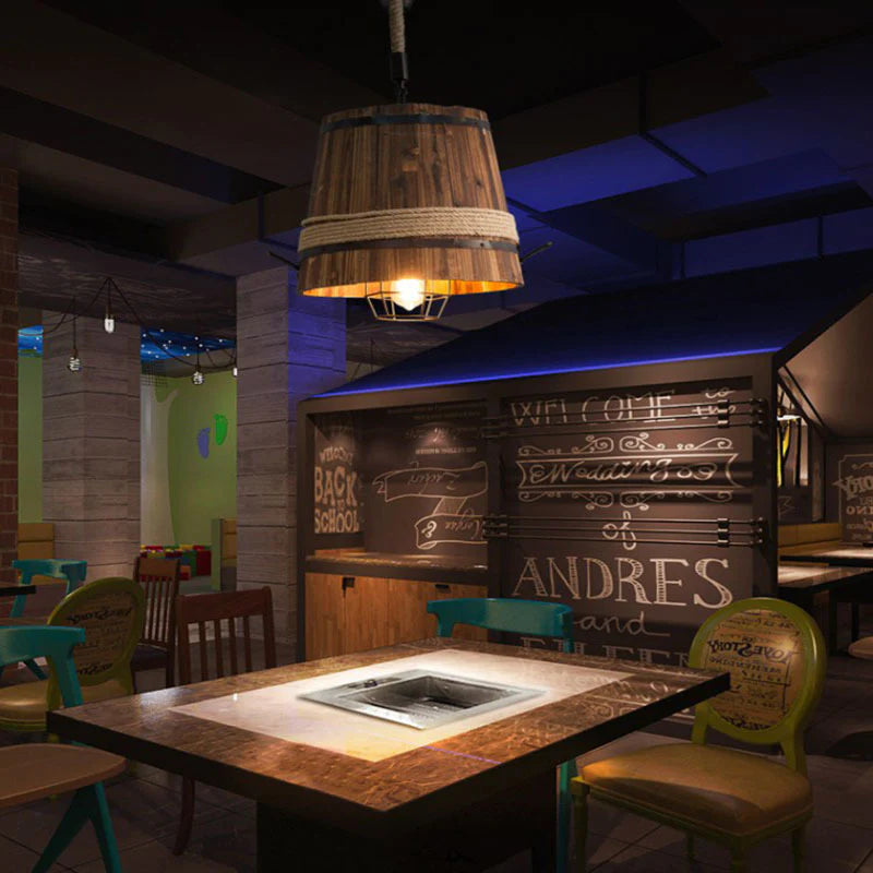 Epoch Designer LED Pendelleuchte Holz Bar Theke Esszimmer