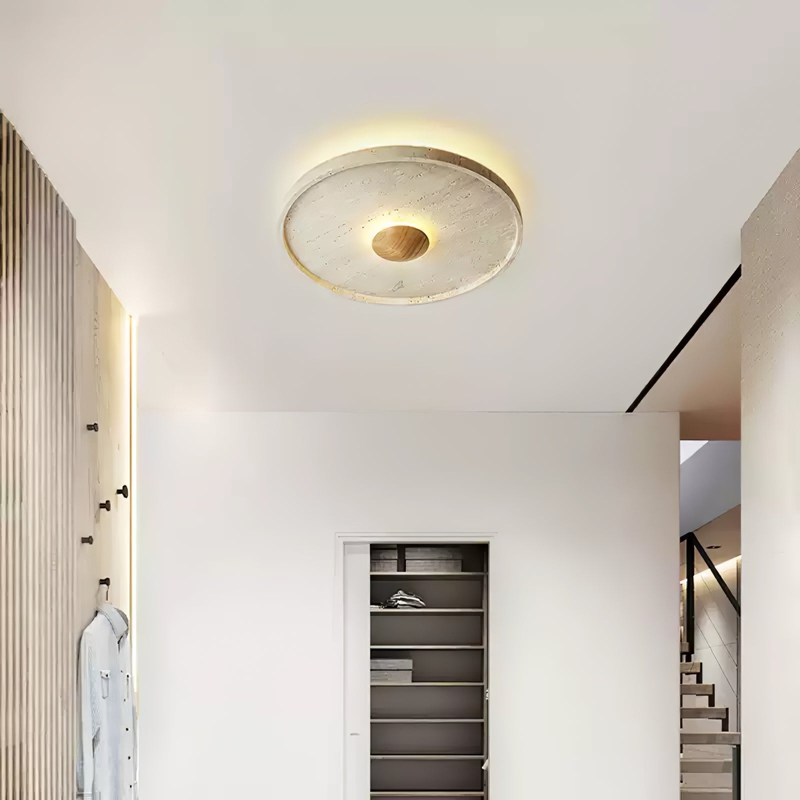 Lumiround Disc Inset Travertine Ceiling Light - Neutralighting