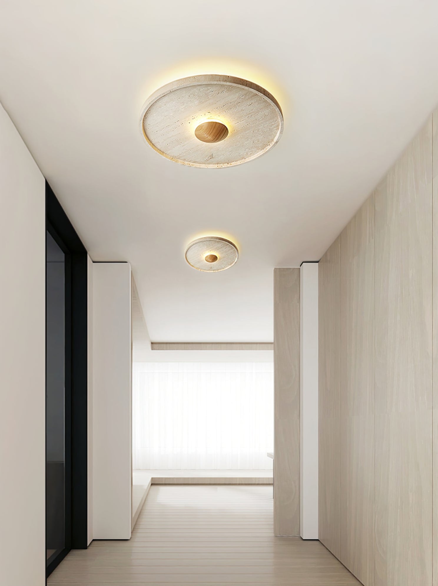 Lumiround Disc Inset Travertine Ceiling Light - Neutralighting