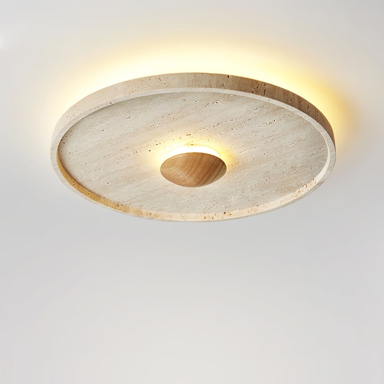 Lumiround Disc Inset Travertine Ceiling Light - Neutralighting