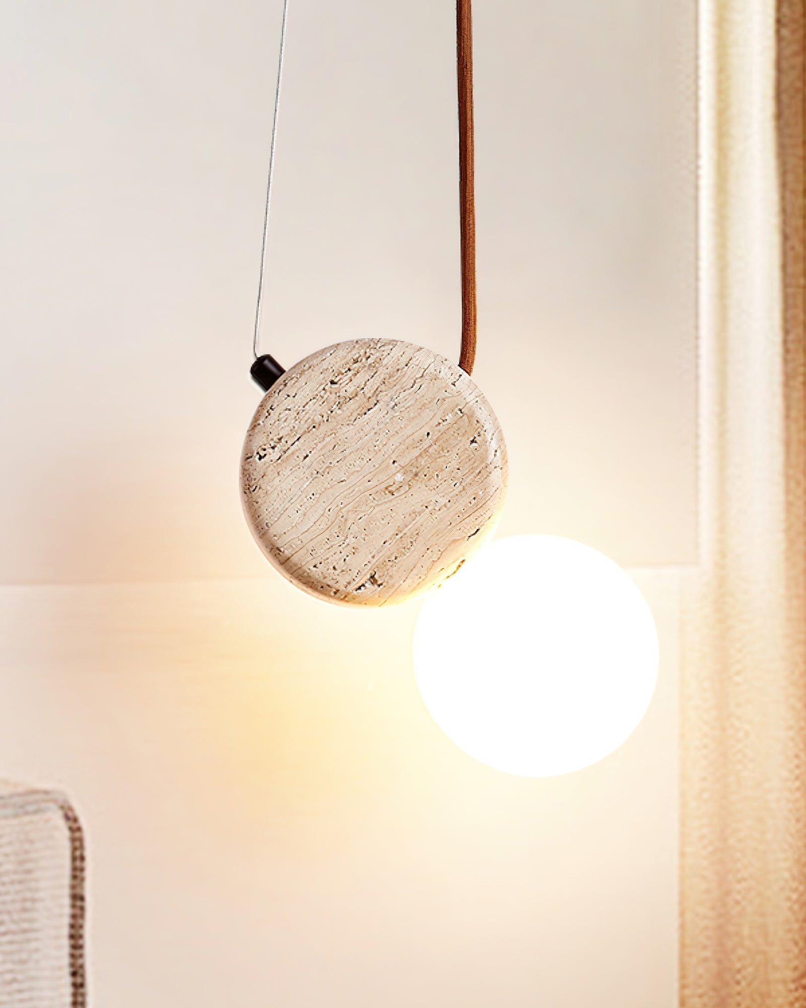 Zosolyra Double-Disc Travertine Pendant Light - Neutralighting