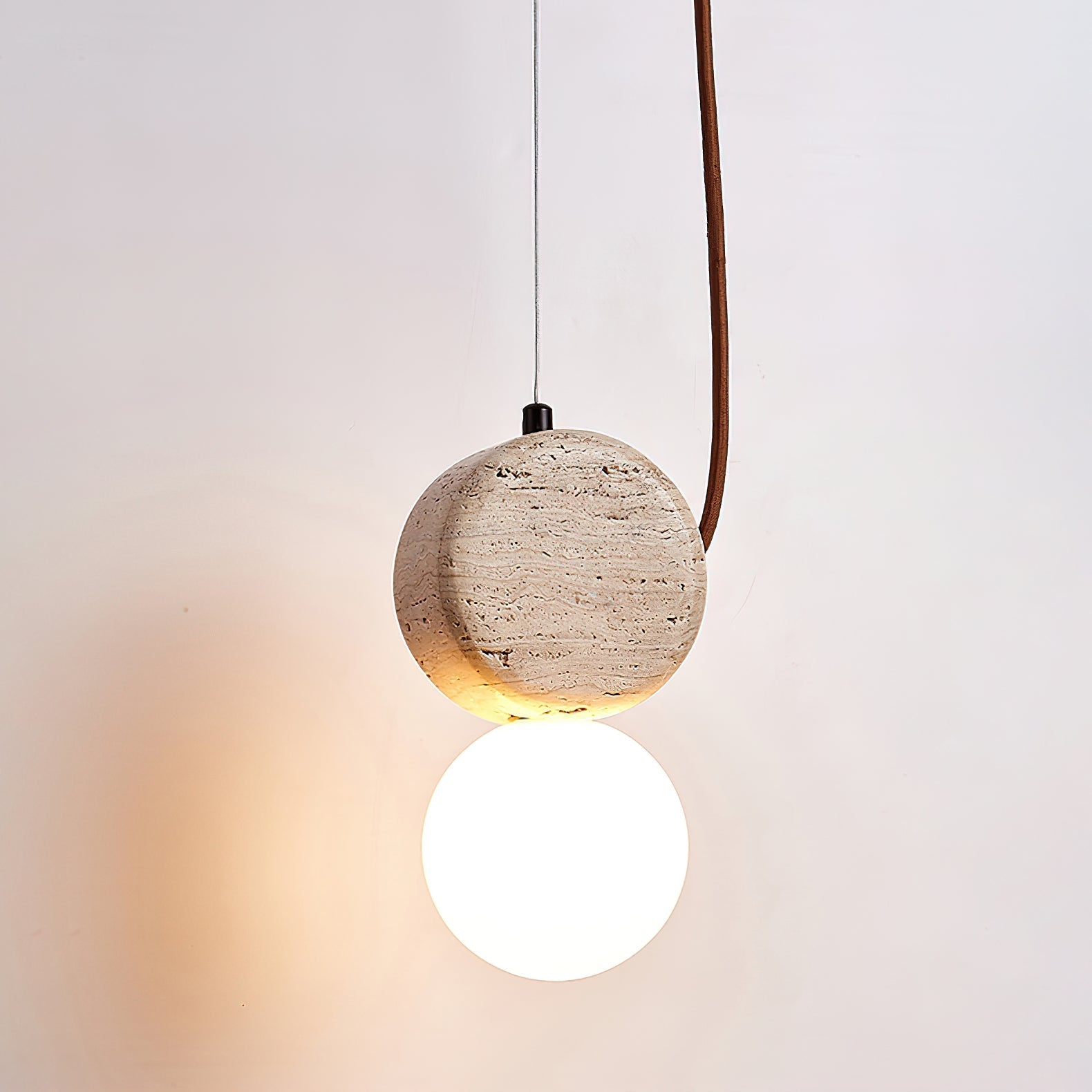 Zosolyra Double-Disc Travertine Pendant Light - Neutralighting