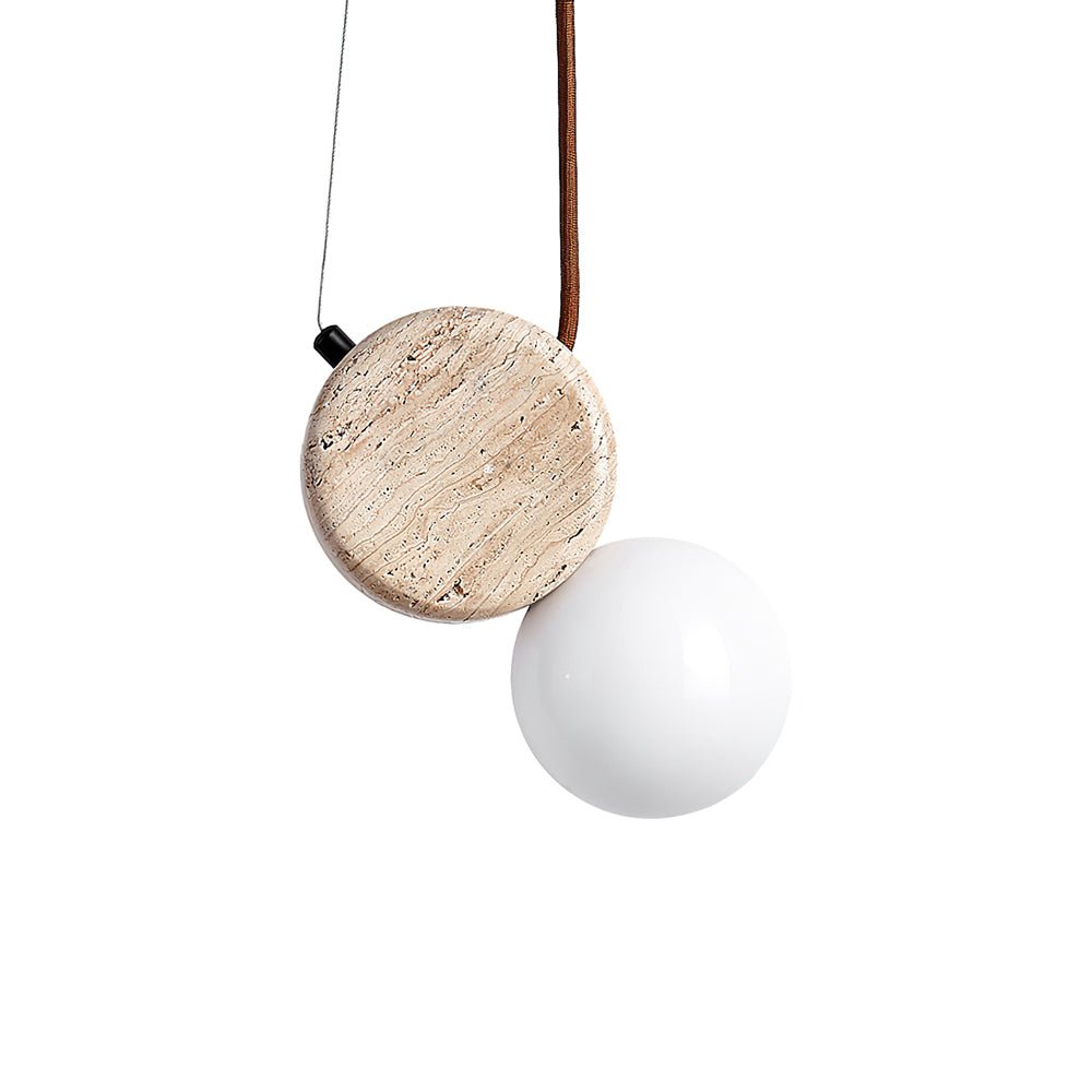 Zosolyra Double-Disc Travertine Pendant Light - Neutralighting