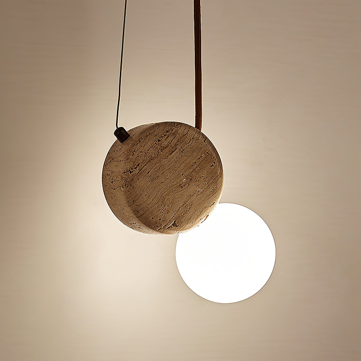 Zosolyra Double-Disc Travertine Pendant Light - Neutralighting
