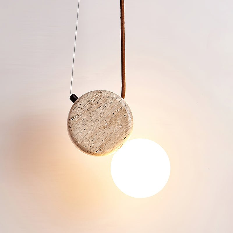 Zosolyra Double-Disc Travertine Pendant Light - Neutralighting