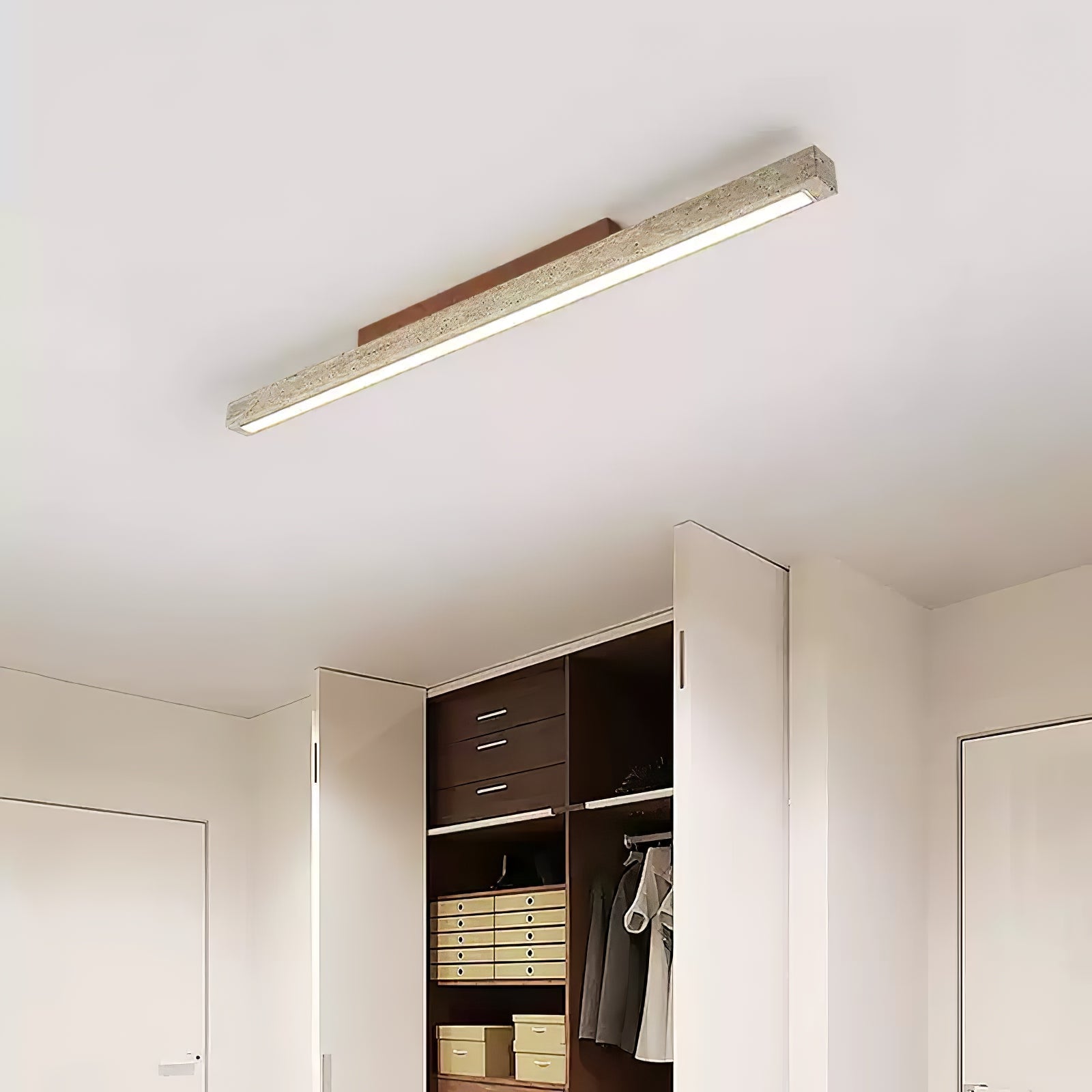 Orvenarae Minimalist Travertine Linear Ceiling Light - Neutralighting